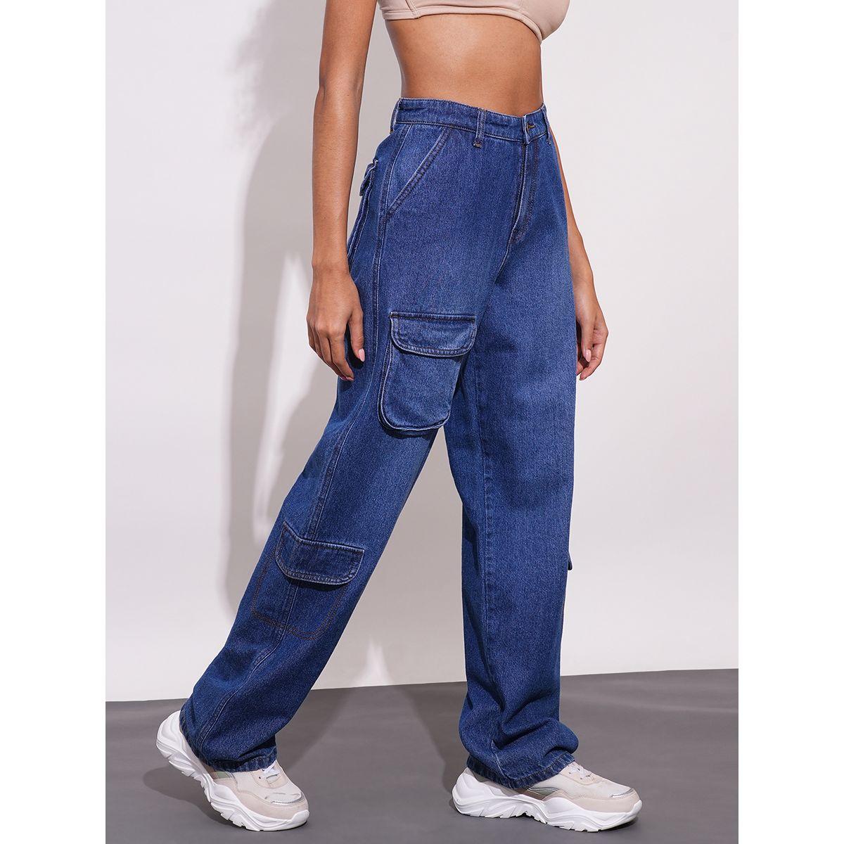 Globus X Styli Straight Fit Mid-Rise Faded Cotton Cargo Pockets Jeans-women-clothing-bottoms-jeans-image-5