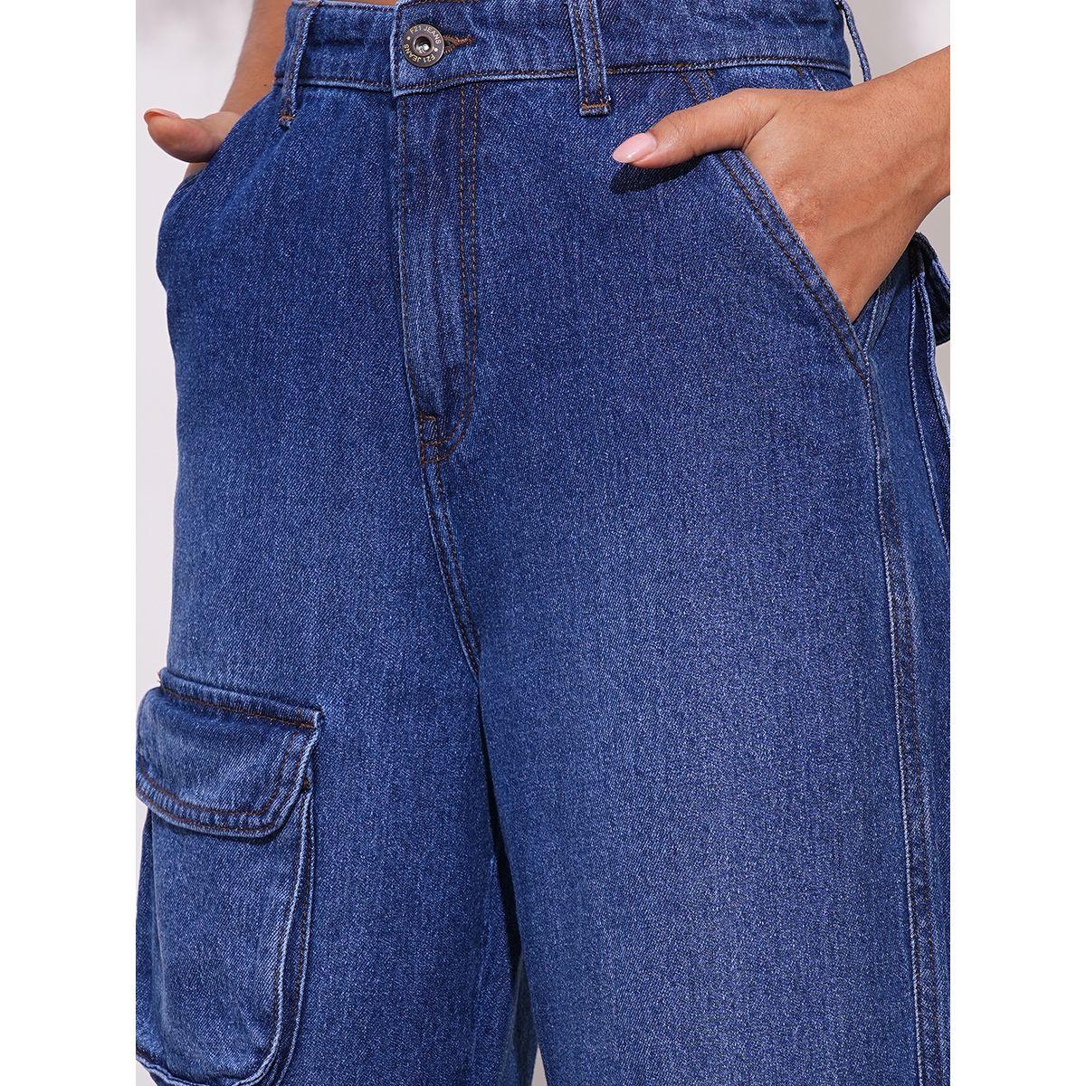 Globus X Styli Straight Fit Mid-Rise Faded Cotton Cargo Pockets Jeans-women-clothing-bottoms-jeans-image-6