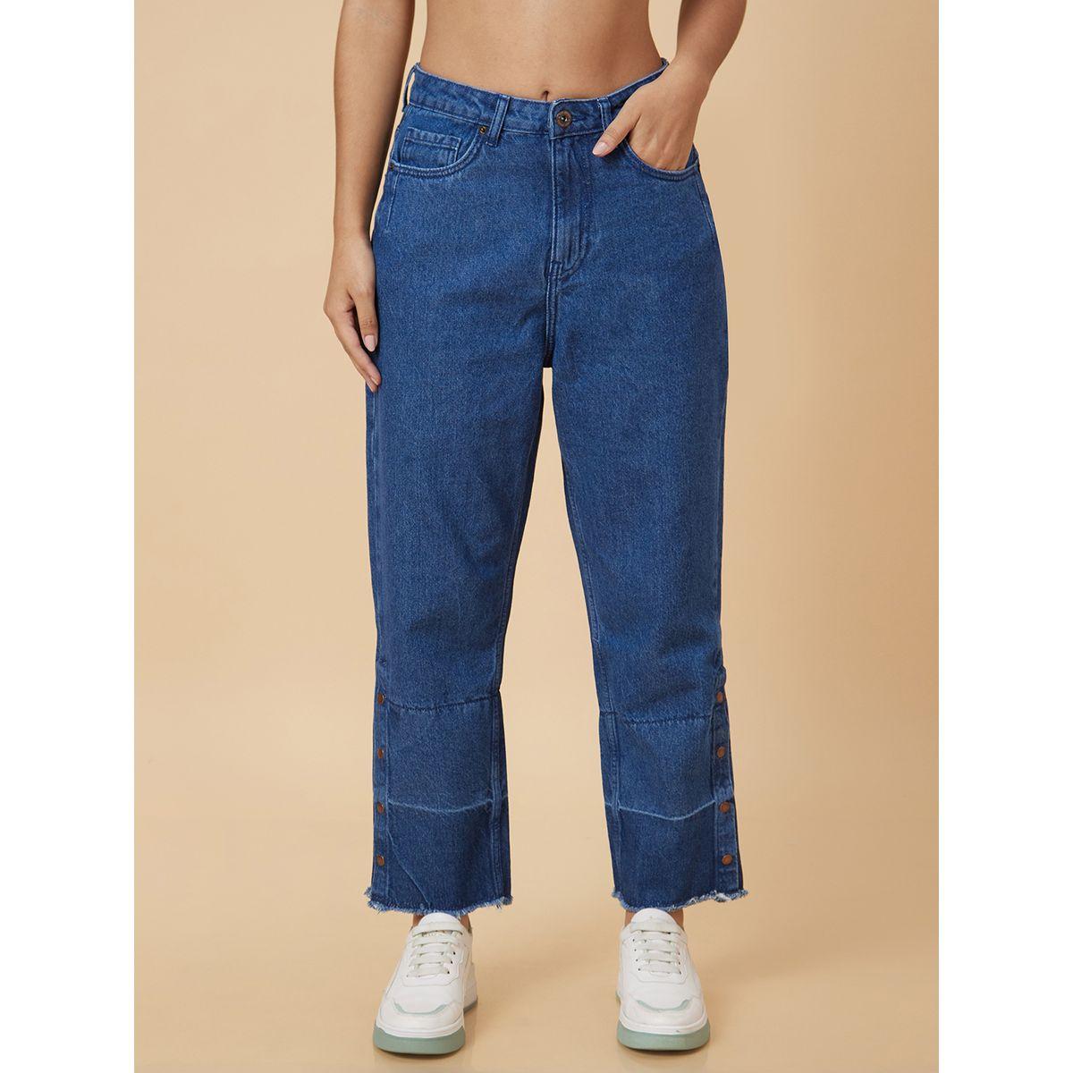 بنطال جينز قطني بقصة بوي فريند-women-clothing-bottoms-jeans-image-2