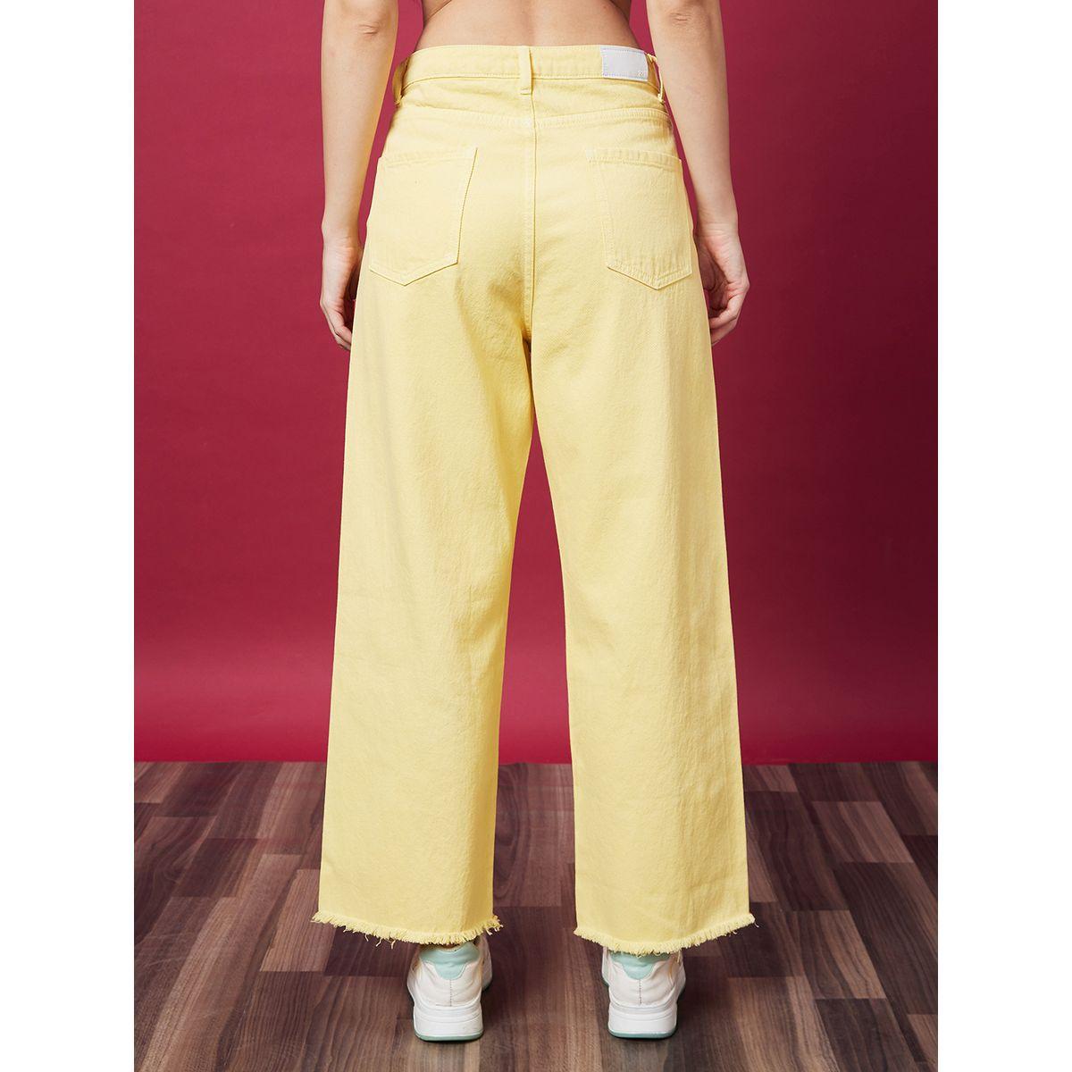 Globus X Styli Wide Leg Mid-Rise Pure Cotton Jeans-women-clothing-bottoms-jeans-image-3