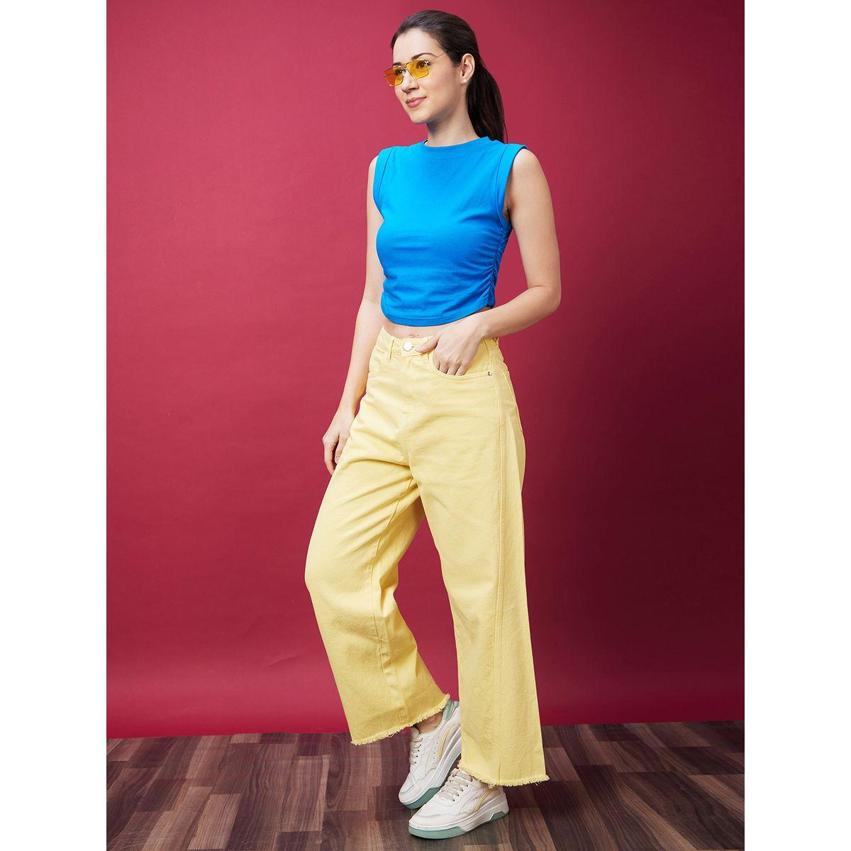 Globus X Styli Wide Leg Mid-Rise Pure Cotton Jeans-women-clothing-bottoms-jeans-image-5