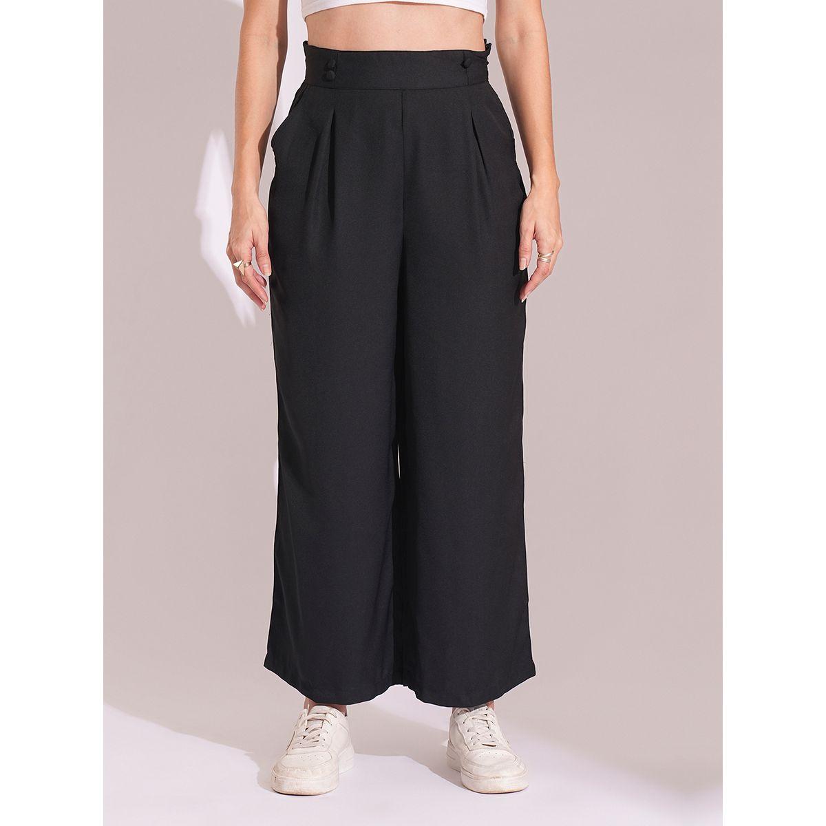 بنطال بخصة أرجل واسعة وخصر عالي-women-clothing-bottoms-trousers-image-2