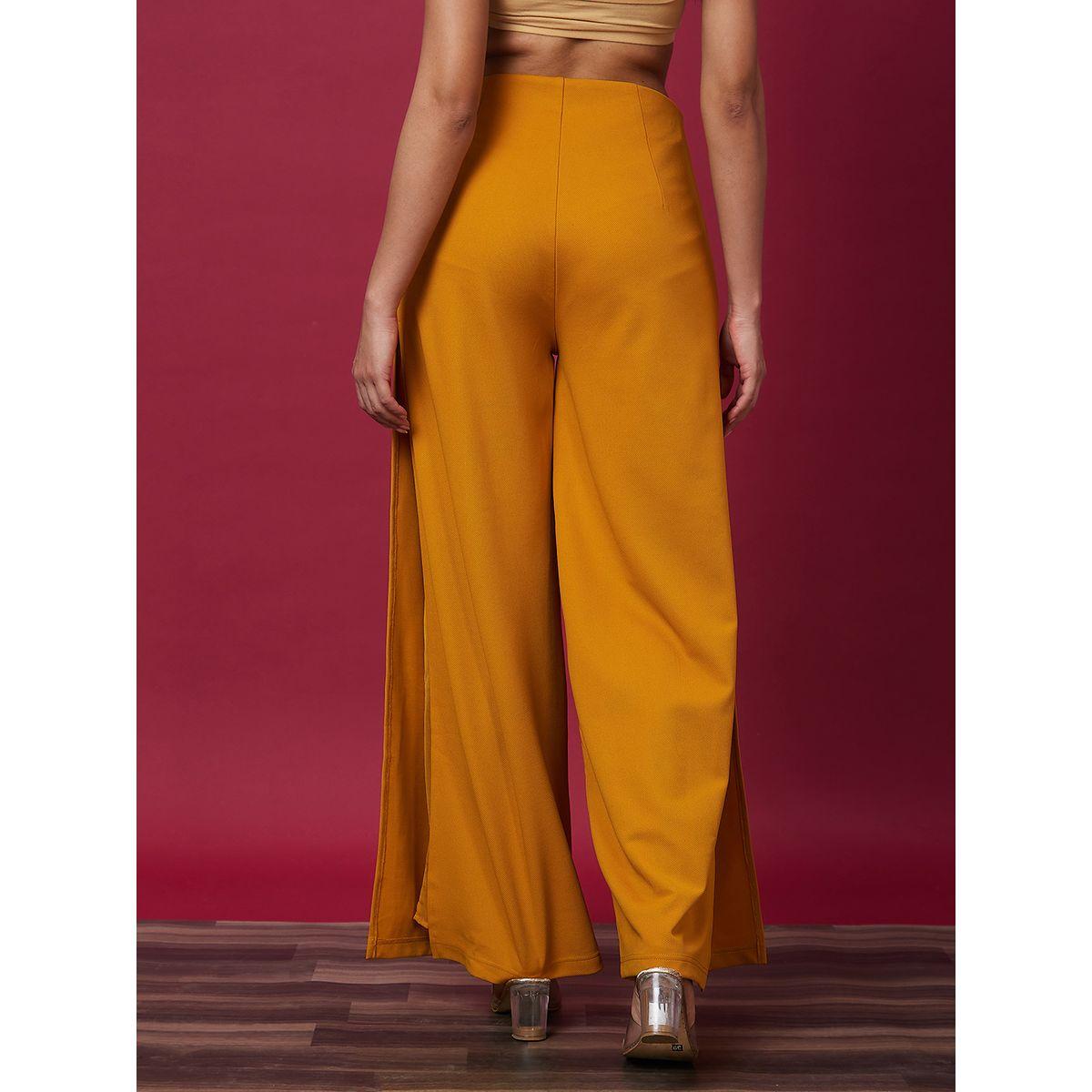 Globus X Styli Solid High-Rise Side Slit Loose Fit Trousers-women-clothing-bottoms-trousers-image-4