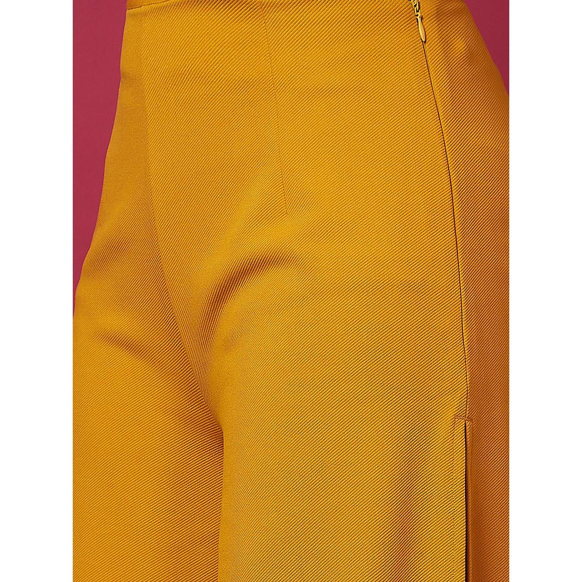 Globus X Styli Solid High-Rise Side Slit Loose Fit Trousers-women-clothing-bottoms-trousers-image-5
