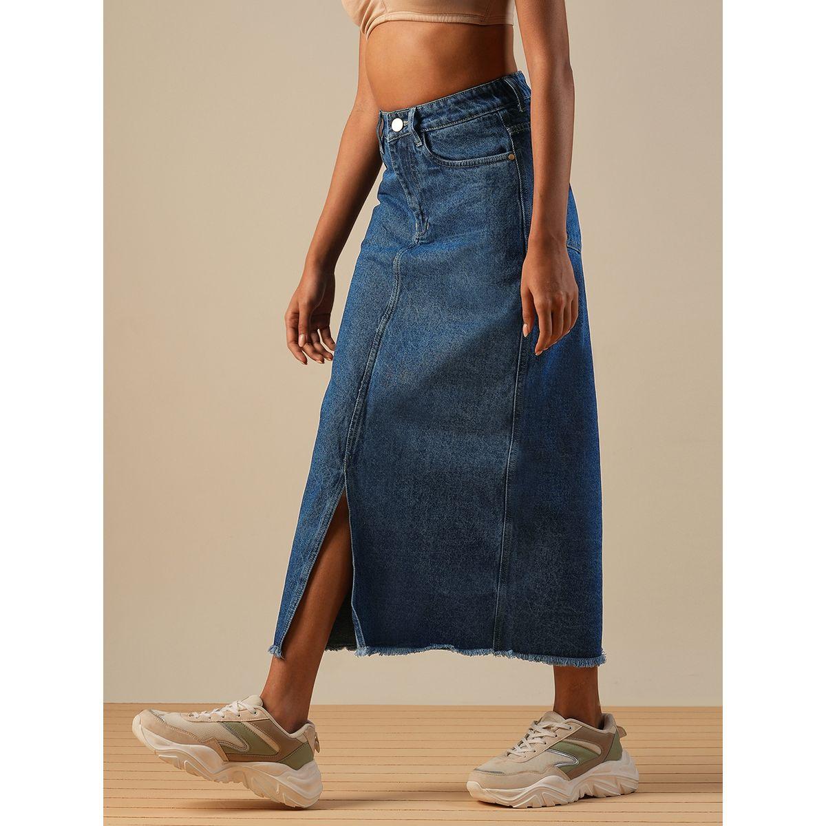 تنورة طويلة دنيم بخصر متوسط وشق-women-clothing-bottoms-skirts-image-4