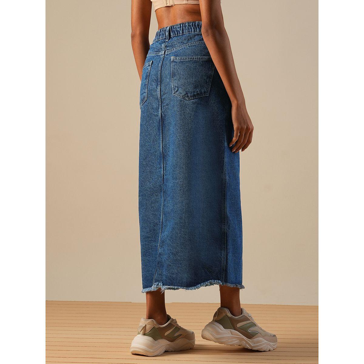تنورة طويلة دنيم بخصر متوسط وشق-women-clothing-bottoms-skirts-image-3