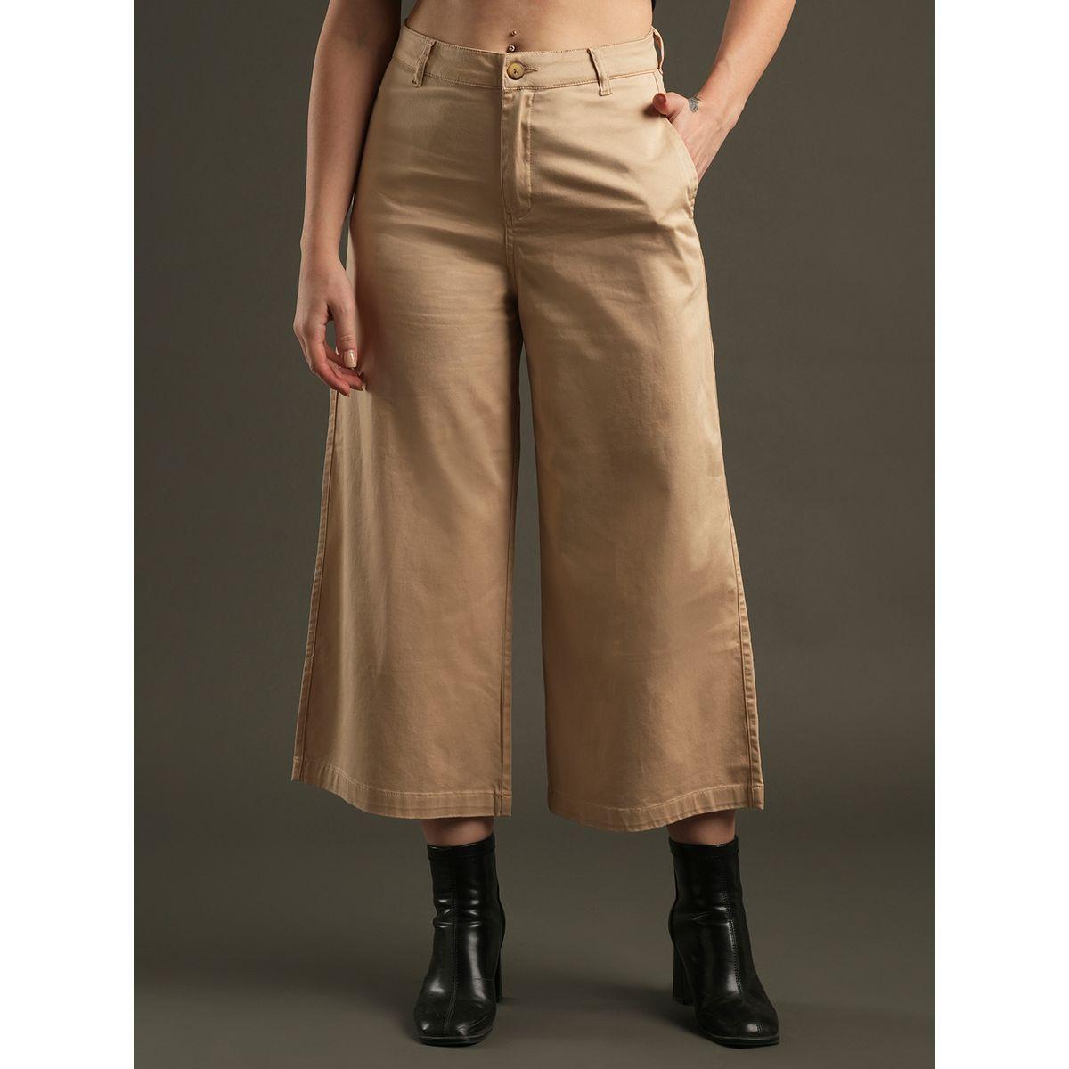 Globus X Styli Satin Stretchable Mid-Rise Relaxed Fit Trousers-women-clothing-bottoms-trousers-image-1
