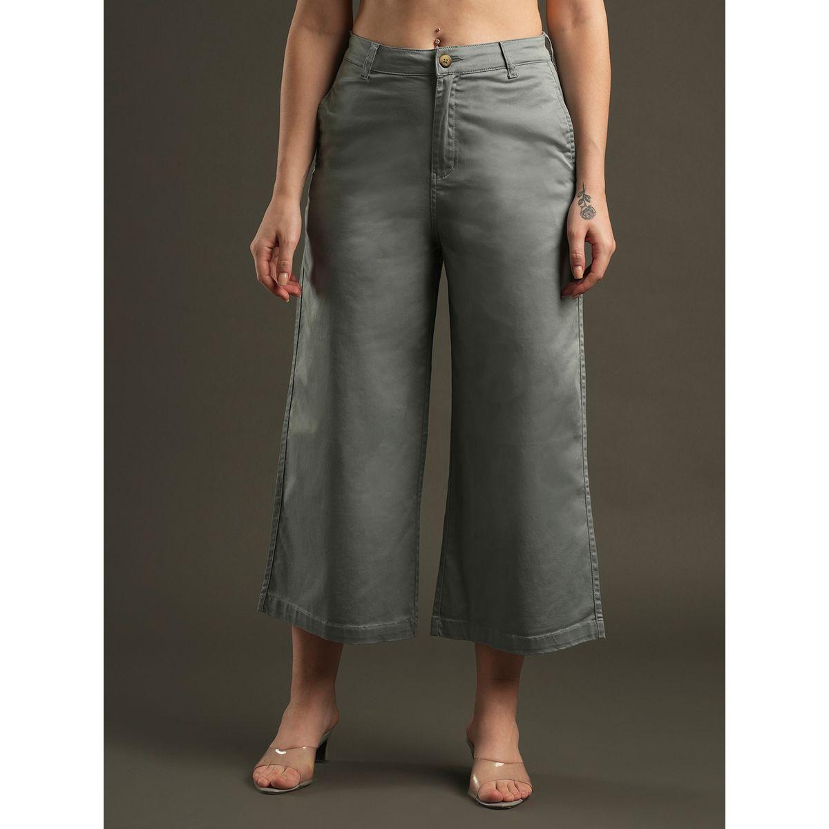 Globus X Styli Satin Stretchable Mid-Rise Relaxed Fit Trousers-women-clothing-bottoms-trousers-image-1