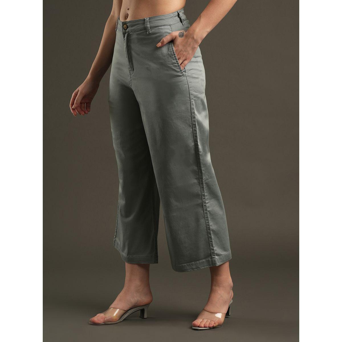 Globus X Styli Satin Stretchable Mid-Rise Relaxed Fit Trousers-women-clothing-bottoms-trousers-image-2