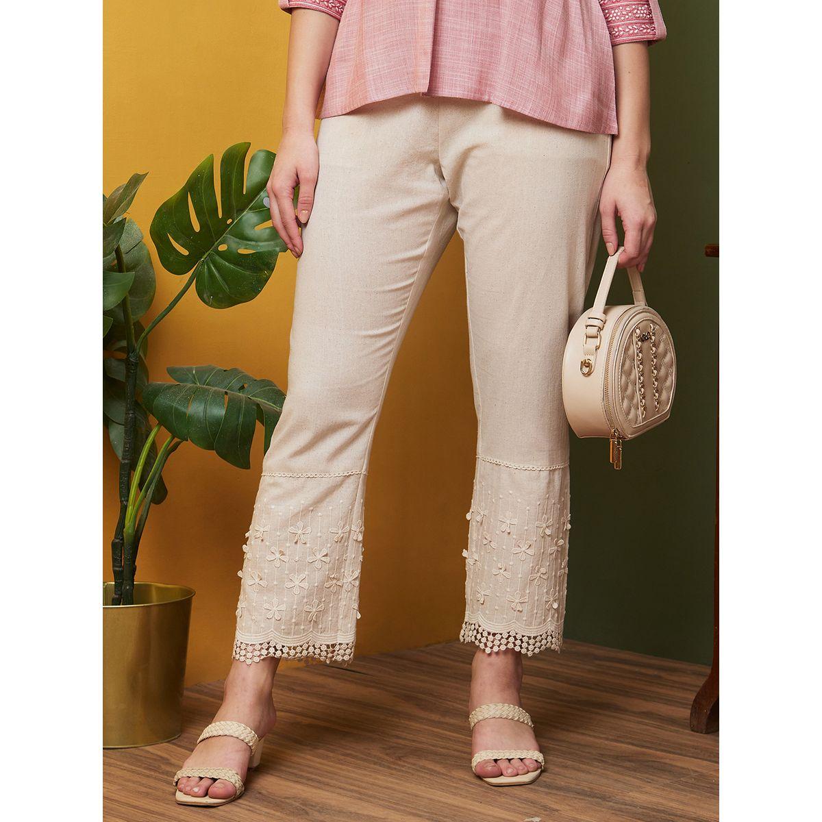 بنطال بخصر مطاطي وتفاصيل دانتيل-women-clothing-bottoms-trousers-image-1