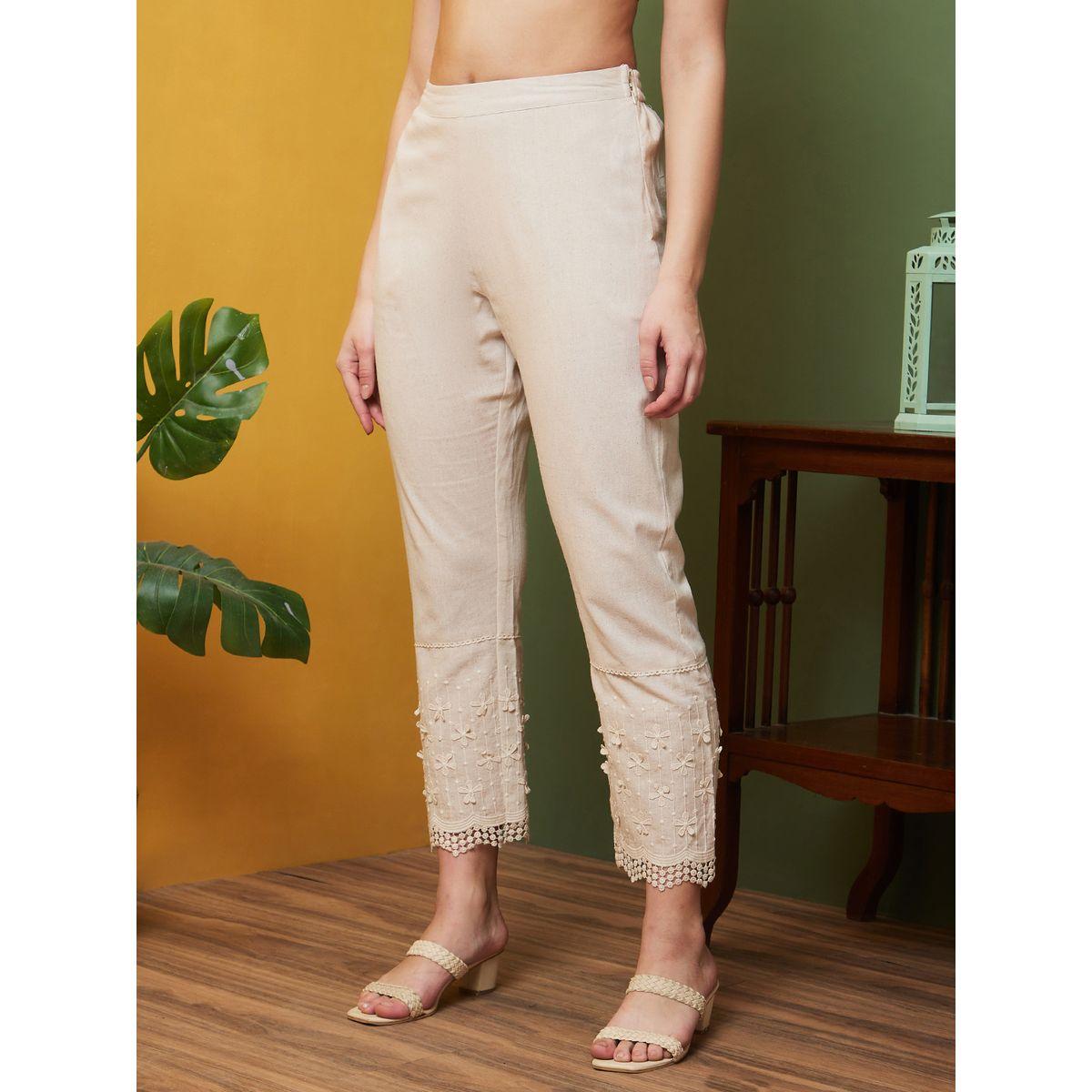 بنطال بخصر مطاطي وتفاصيل دانتيل-women-clothing-bottoms-trousers-image-2