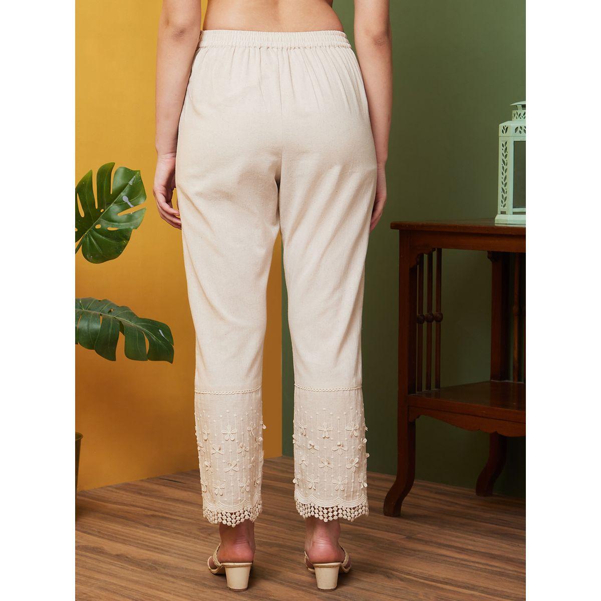 بنطال بخصر مطاطي وتفاصيل دانتيل-women-clothing-bottoms-trousers-image-3
