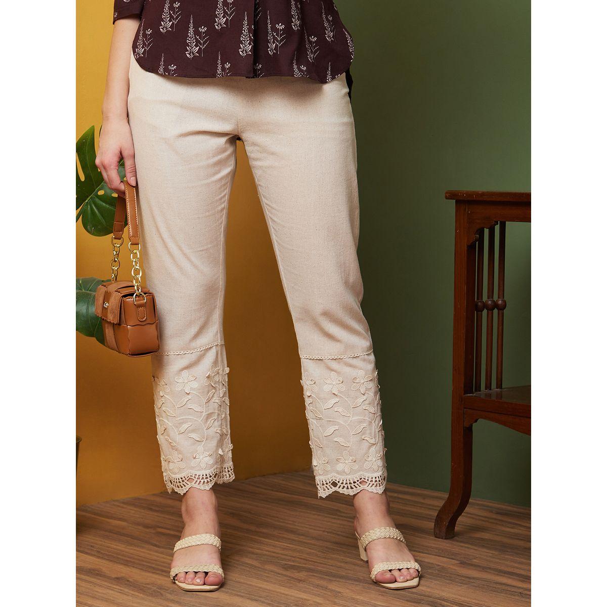 بنطال بخصر مطاطي وتفاصيل دانتيل-women-clothing-bottoms-trousers-image-1