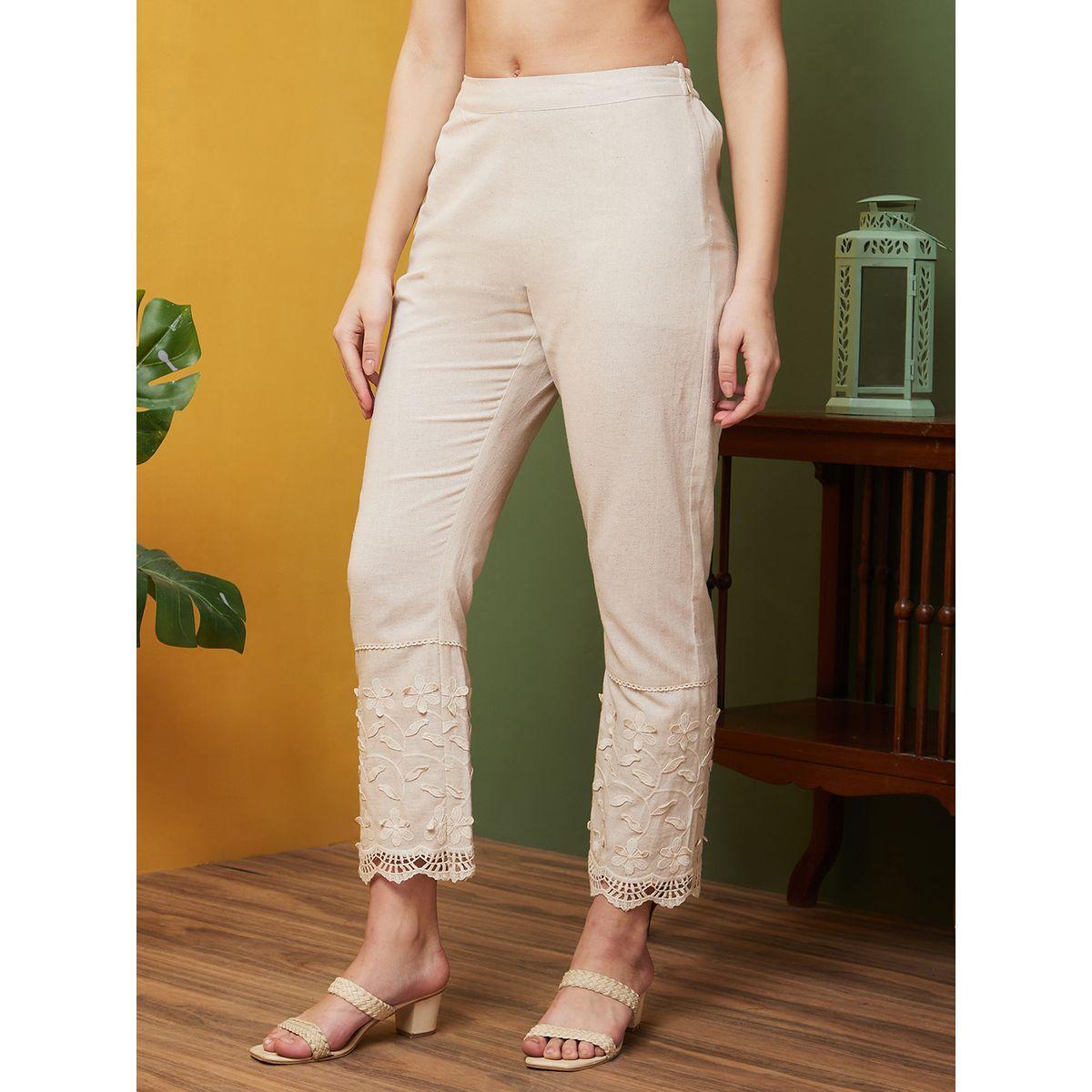 بنطال بخصر مطاطي وتفاصيل دانتيل-women-clothing-bottoms-trousers-image-2