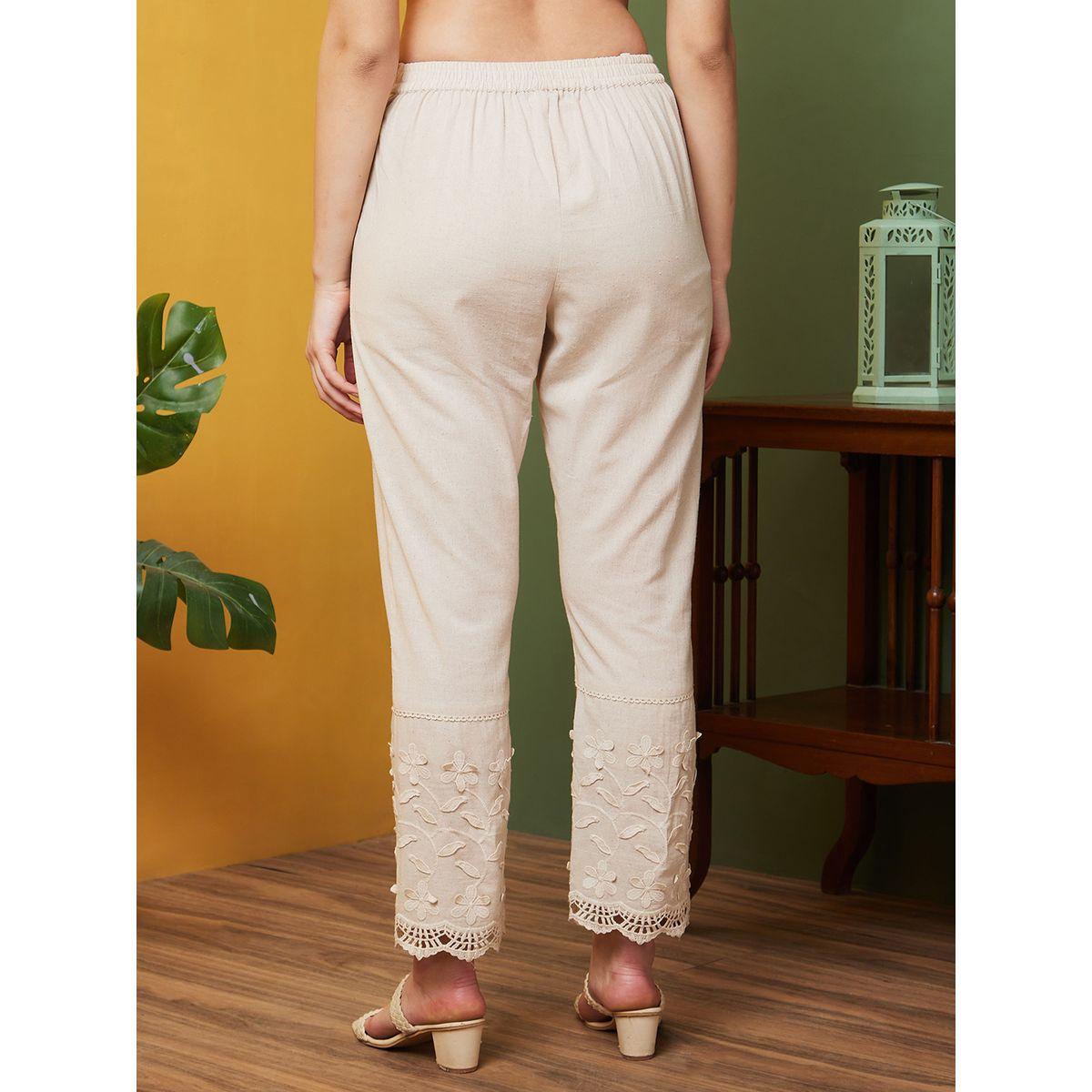 بنطال بخصر مطاطي وتفاصيل دانتيل-women-clothing-bottoms-trousers-image-3