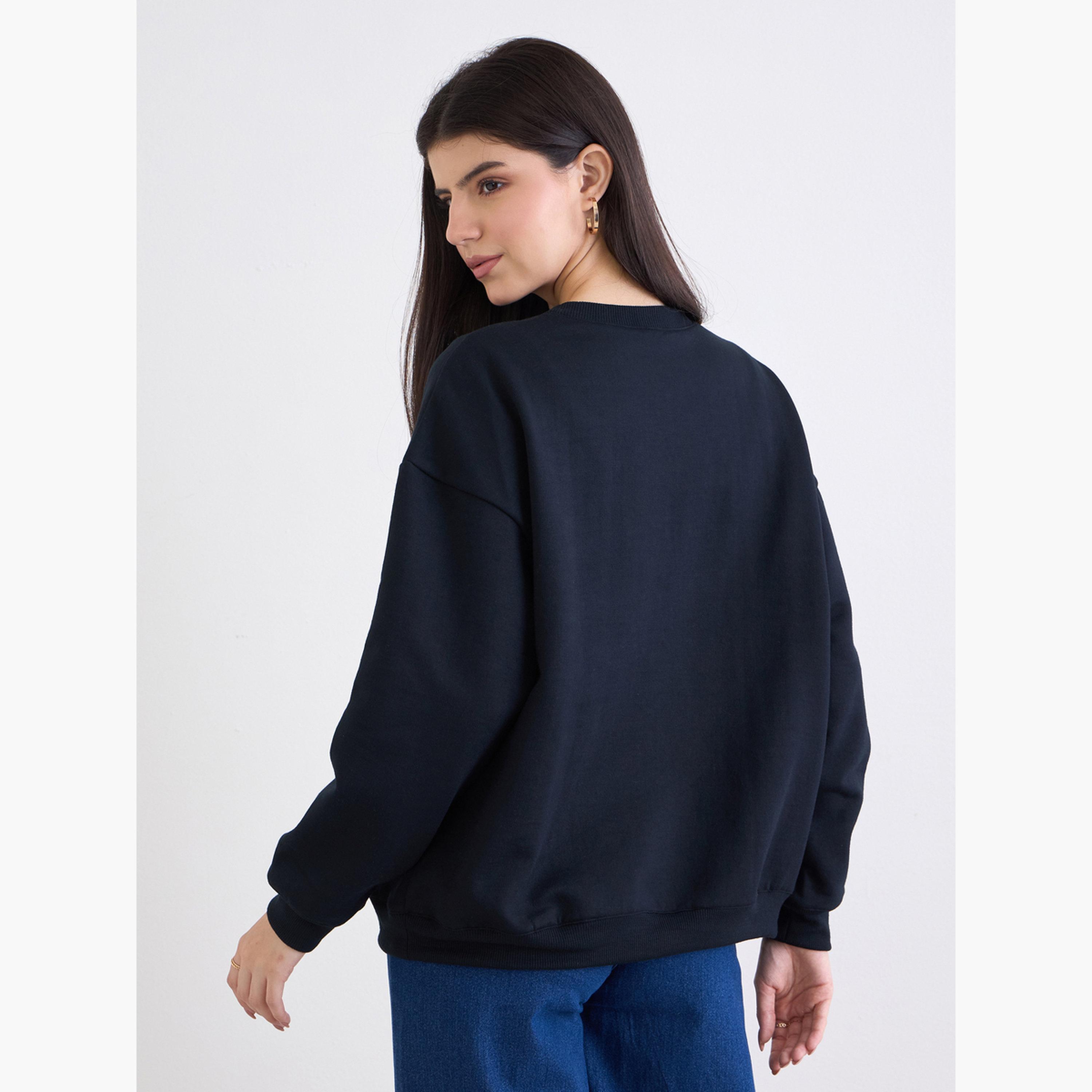 Styli Slogan Embroidered Round Neck Long Sleeves Women's Sweatshirt-women-clothing-hoodiesandsweatshirts-sweatshirts-image-4