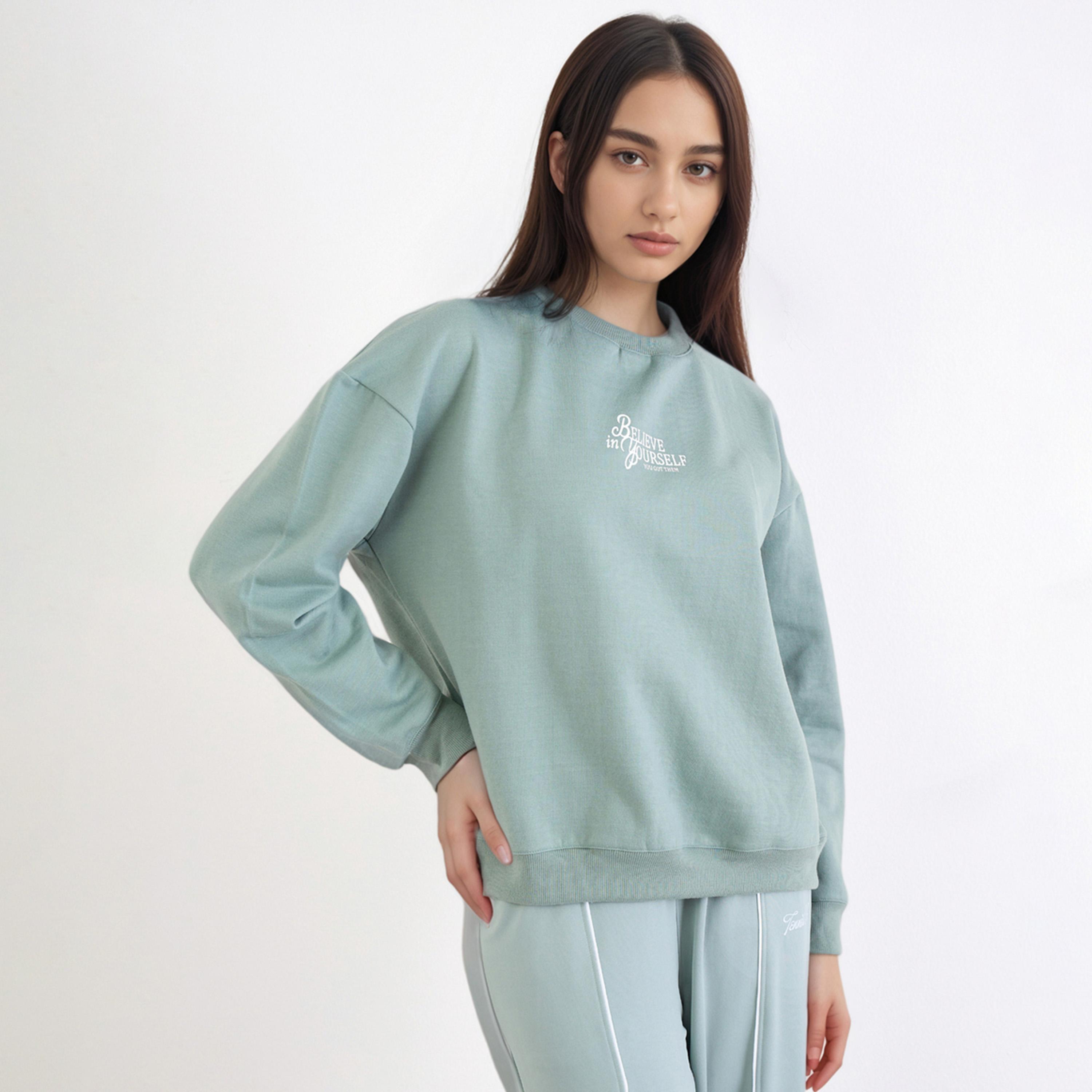 Styli Slogan Embroidered Round Neck Long Sleeves Women's Sweatshirt-women-clothing-hoodiesandsweatshirts-sweatshirts-image-1