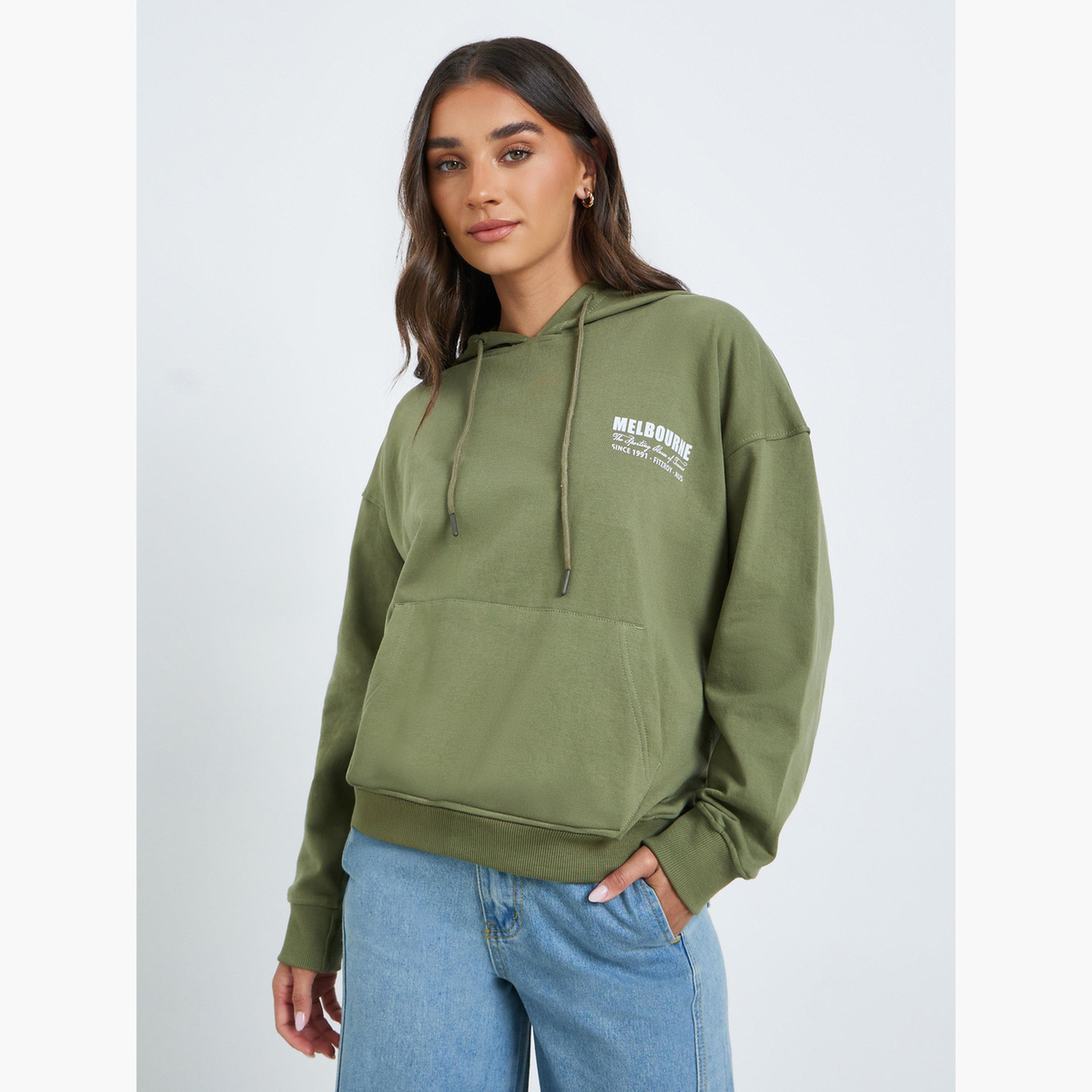 Styli Women Olive Green Oversized Hoodie-women-clothing-hoodiesandsweatshirts-hoodies-image-1