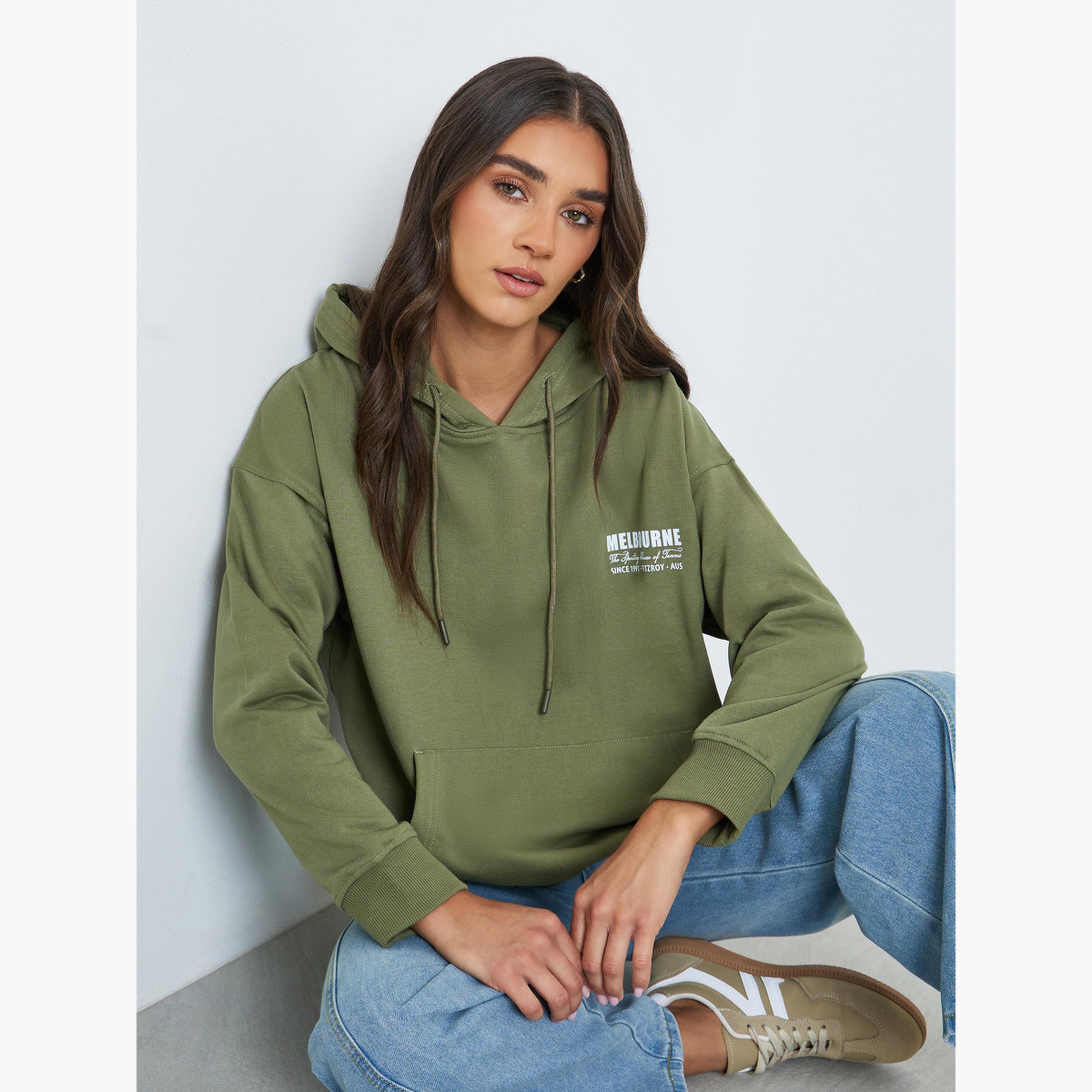 Styli Women Olive Green Oversized Hoodie-women-clothing-hoodiesandsweatshirts-hoodies-image-3