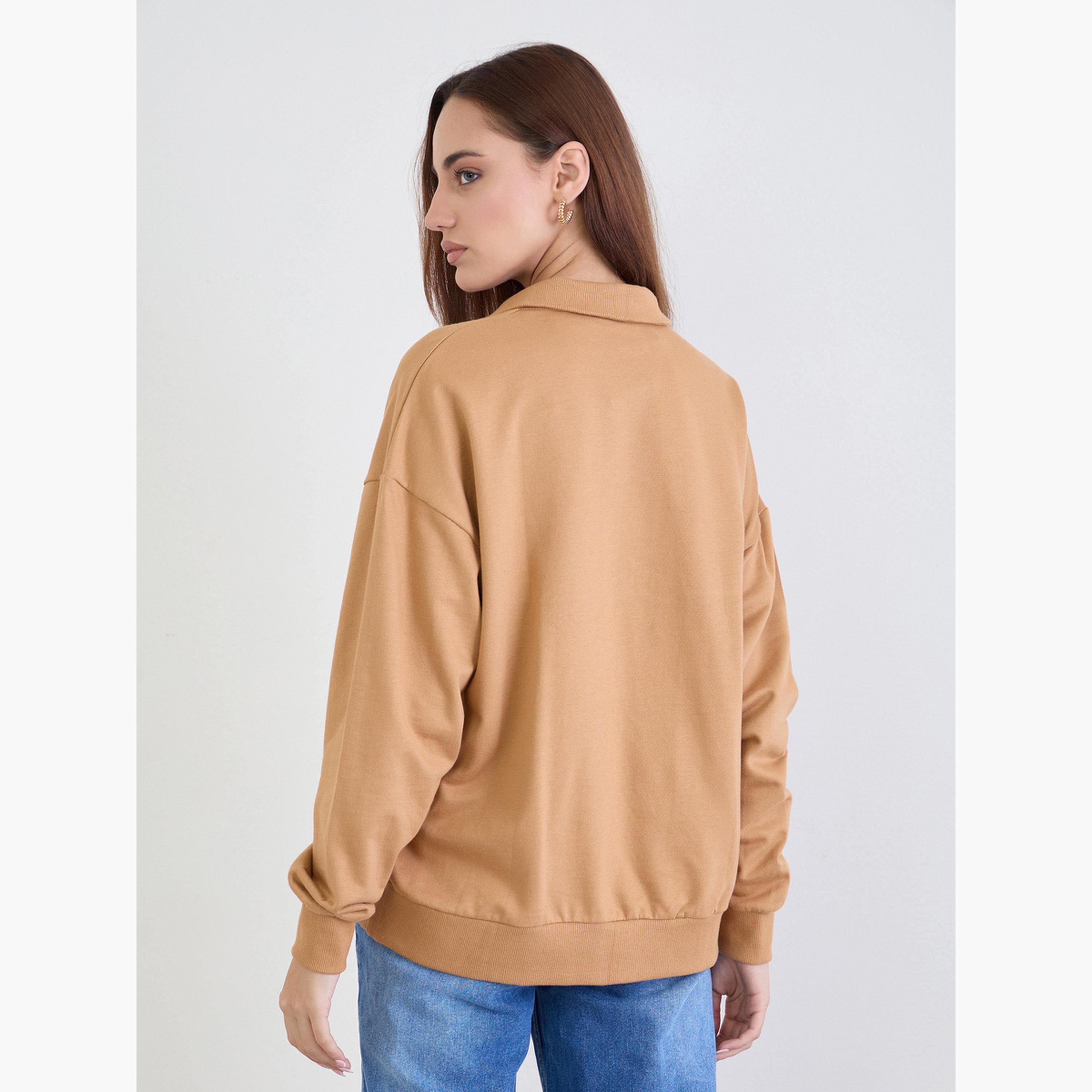Styli Slogan Print Collared Long Sleeves Women's Sweatshirt-women-winterwear-hoodiesandsweatshirts-sweatshirts-image-5