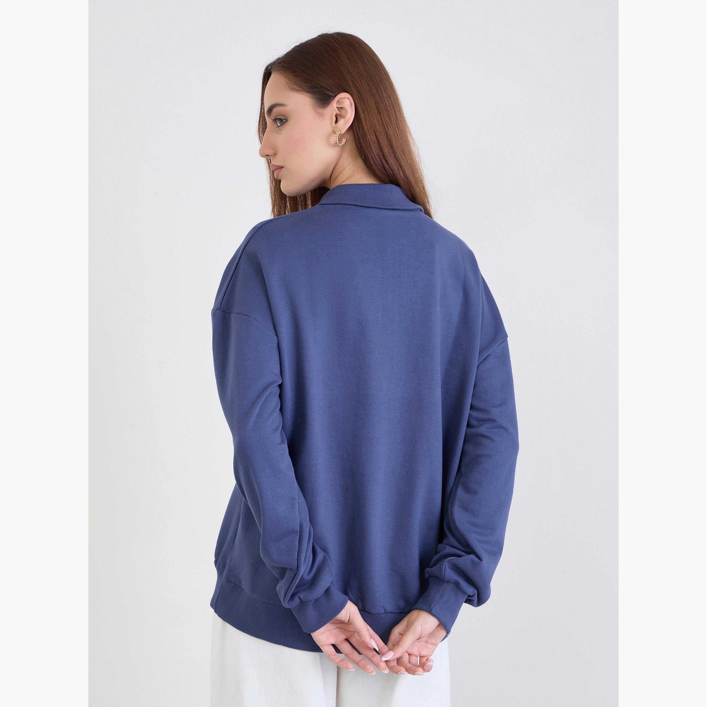 Styli Slogan Print Collared Long Sleeves Women's Sweatshirt-women-winterwear-hoodiesandsweatshirts-sweatshirts-image-4