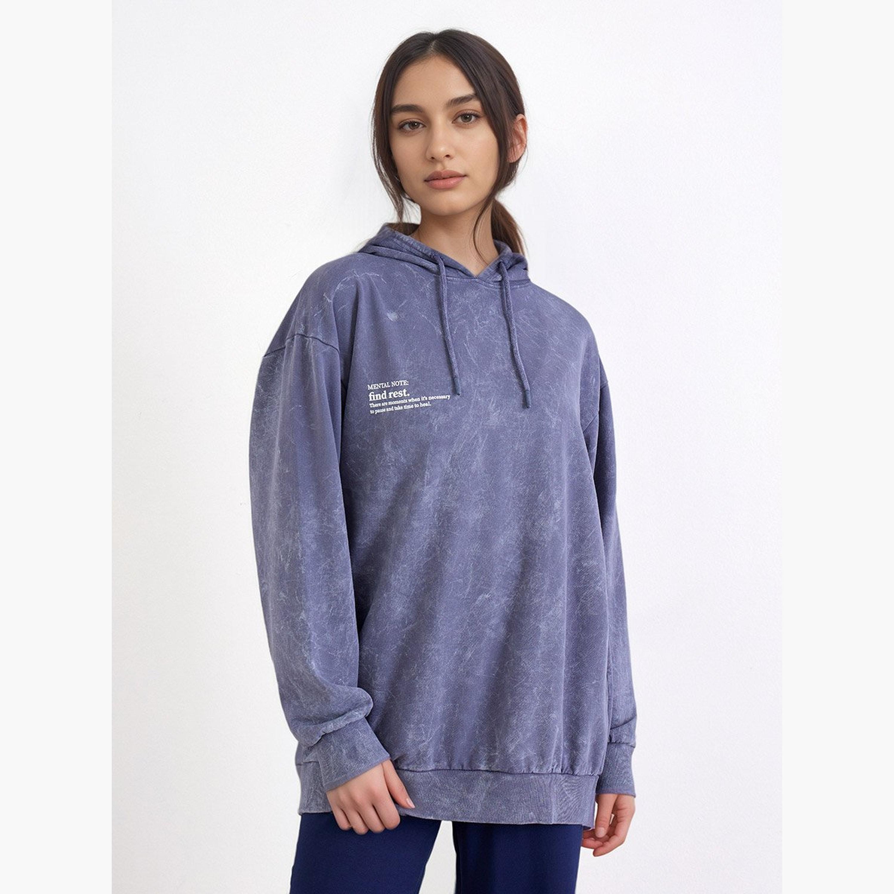 ستايلي - هودي طويل مغسول بالحامض لون أزرق-women-winterwear-hoodiesandsweatshirts-hoodies-image-1