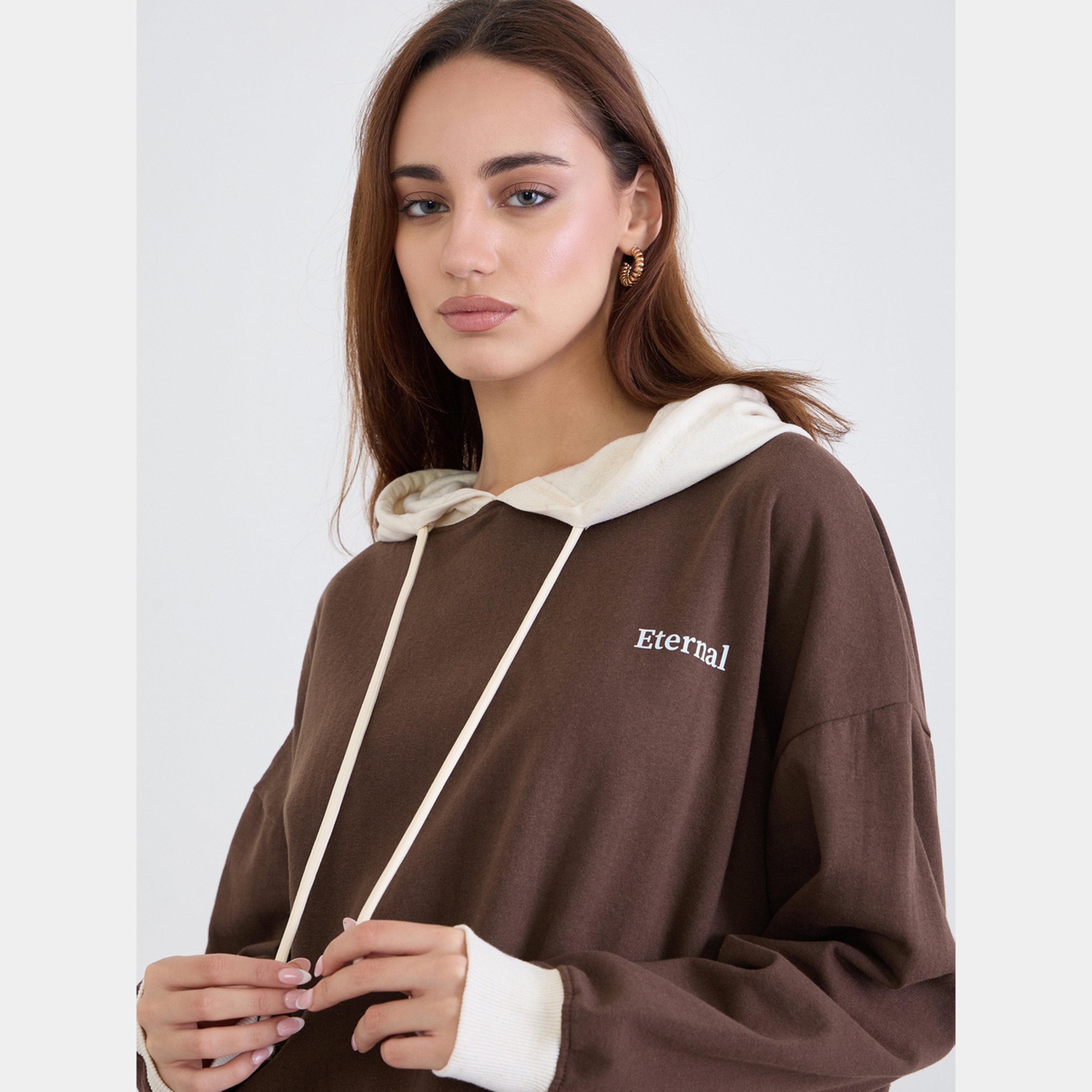 Styli Brown Color Block Oversized Hoodie-women-winterwear-hoodiesandsweatshirts-hoodies-image-4