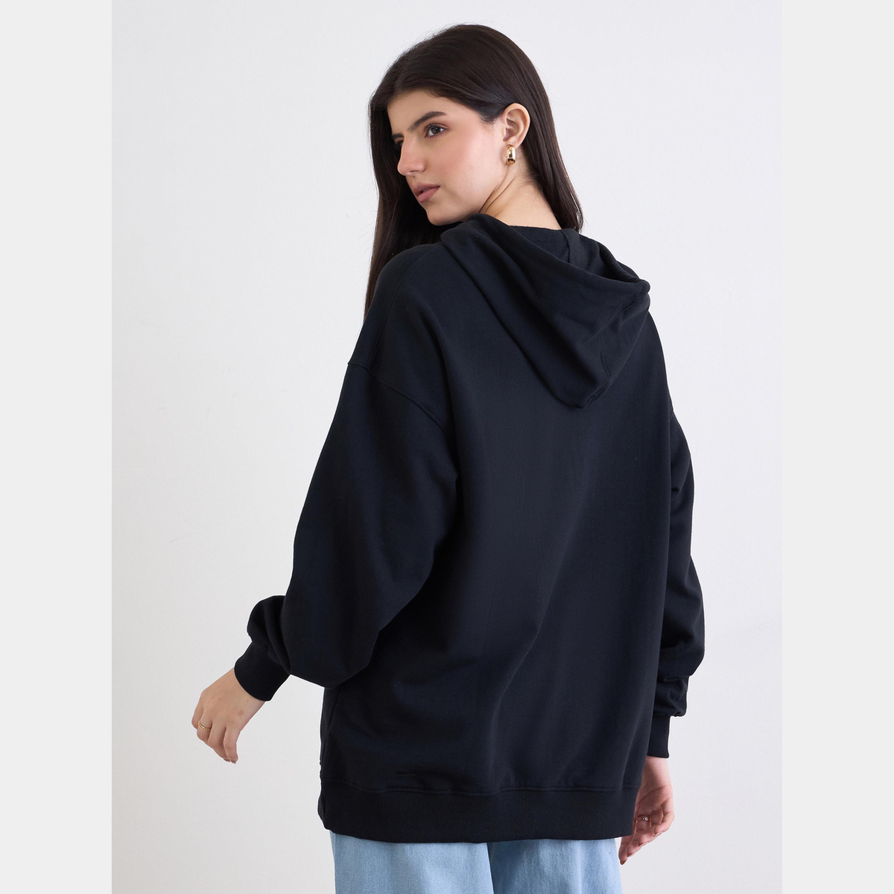 Styli Black Embroidered Oversized Hoodie-women-clothing-hoodiesandsweatshirts-hoodies-image-5