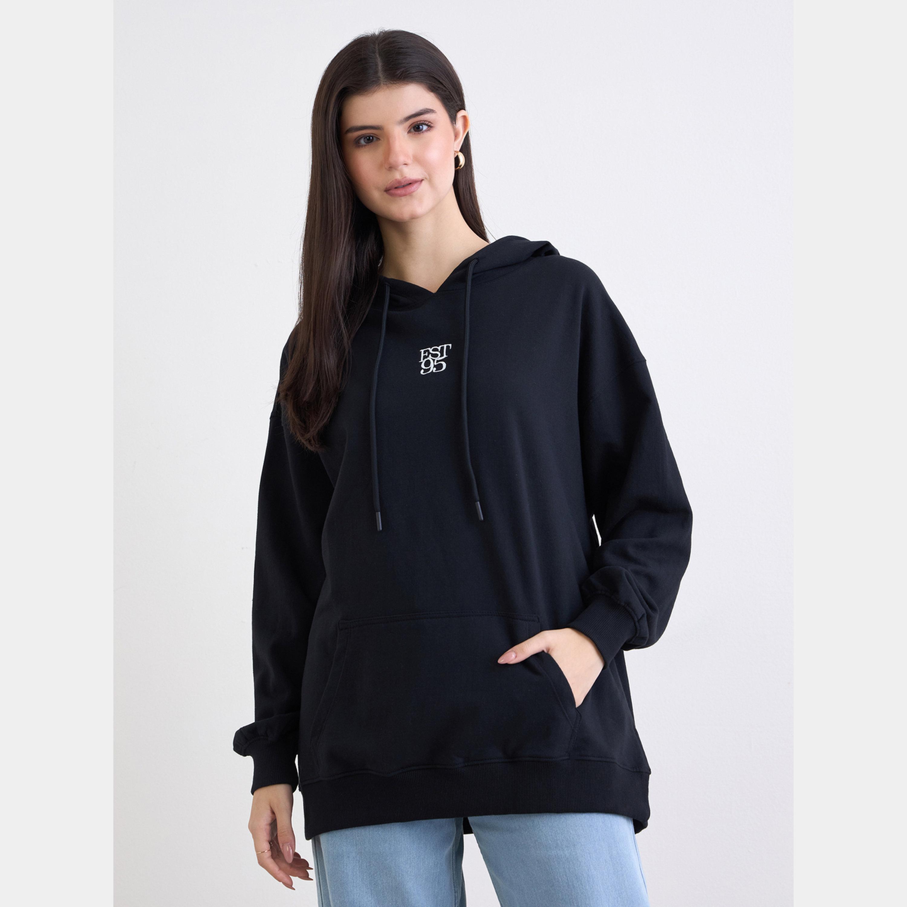 Styli Black Embroidered Oversized Hoodie-women-clothing-hoodiesandsweatshirts-hoodies-image-6