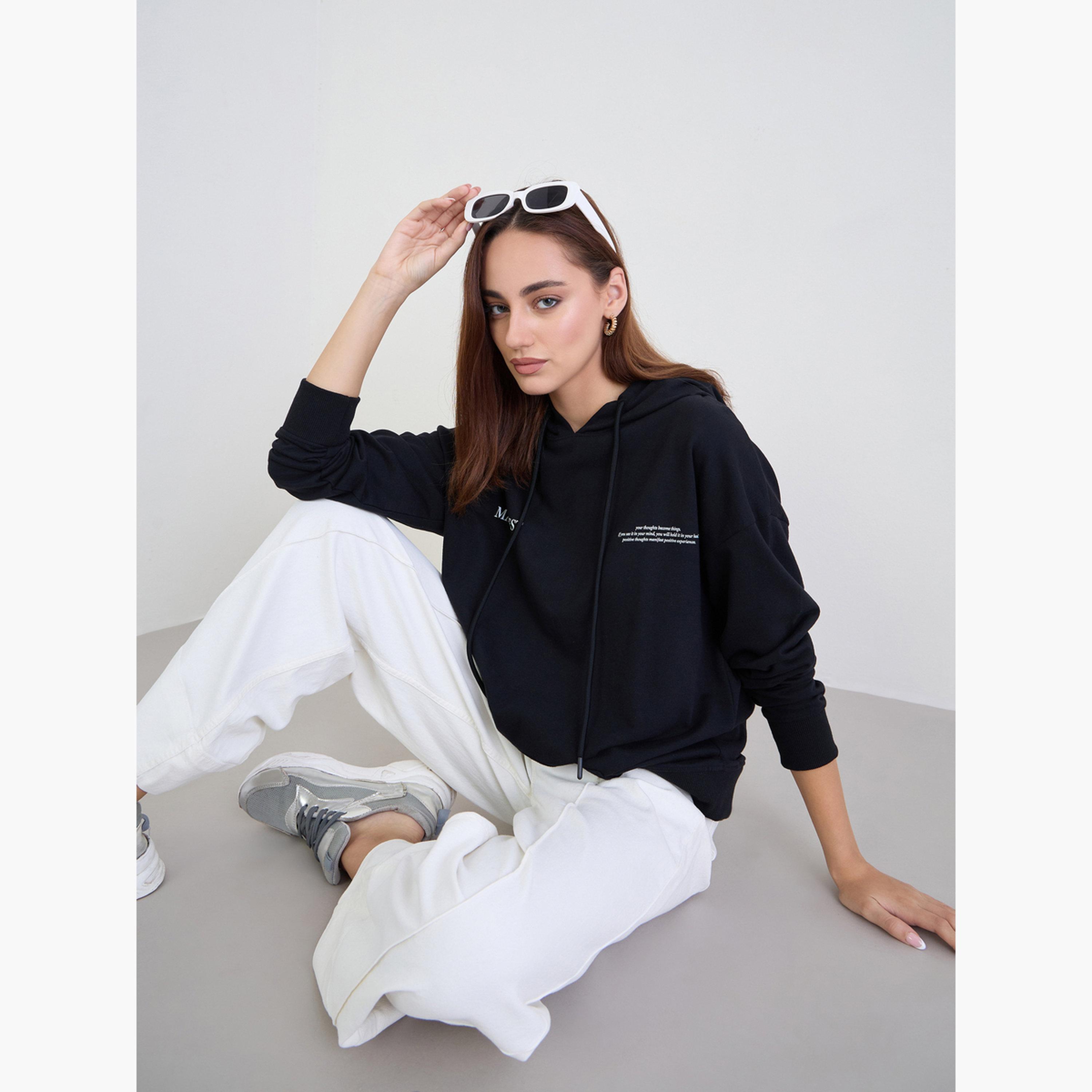 ستايلي - هودي طويل بشعار لون أسود-women-clothing-hoodiesandsweatshirts-hoodies-image-3