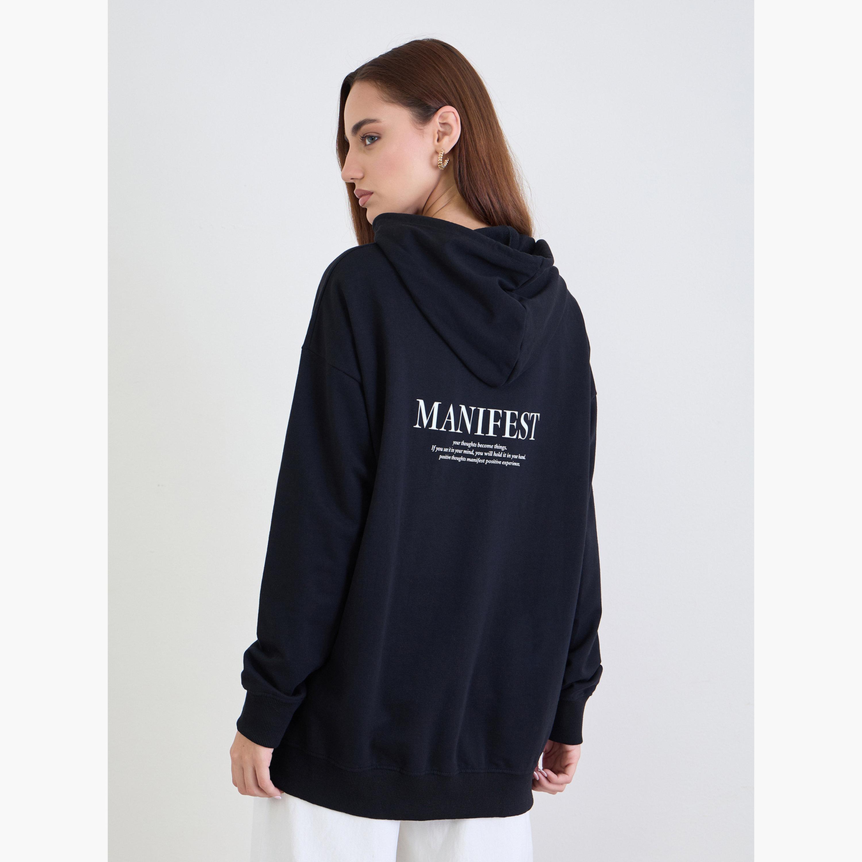 ستايلي - هودي طويل بشعار لون أسود-women-clothing-hoodiesandsweatshirts-hoodies-image-5