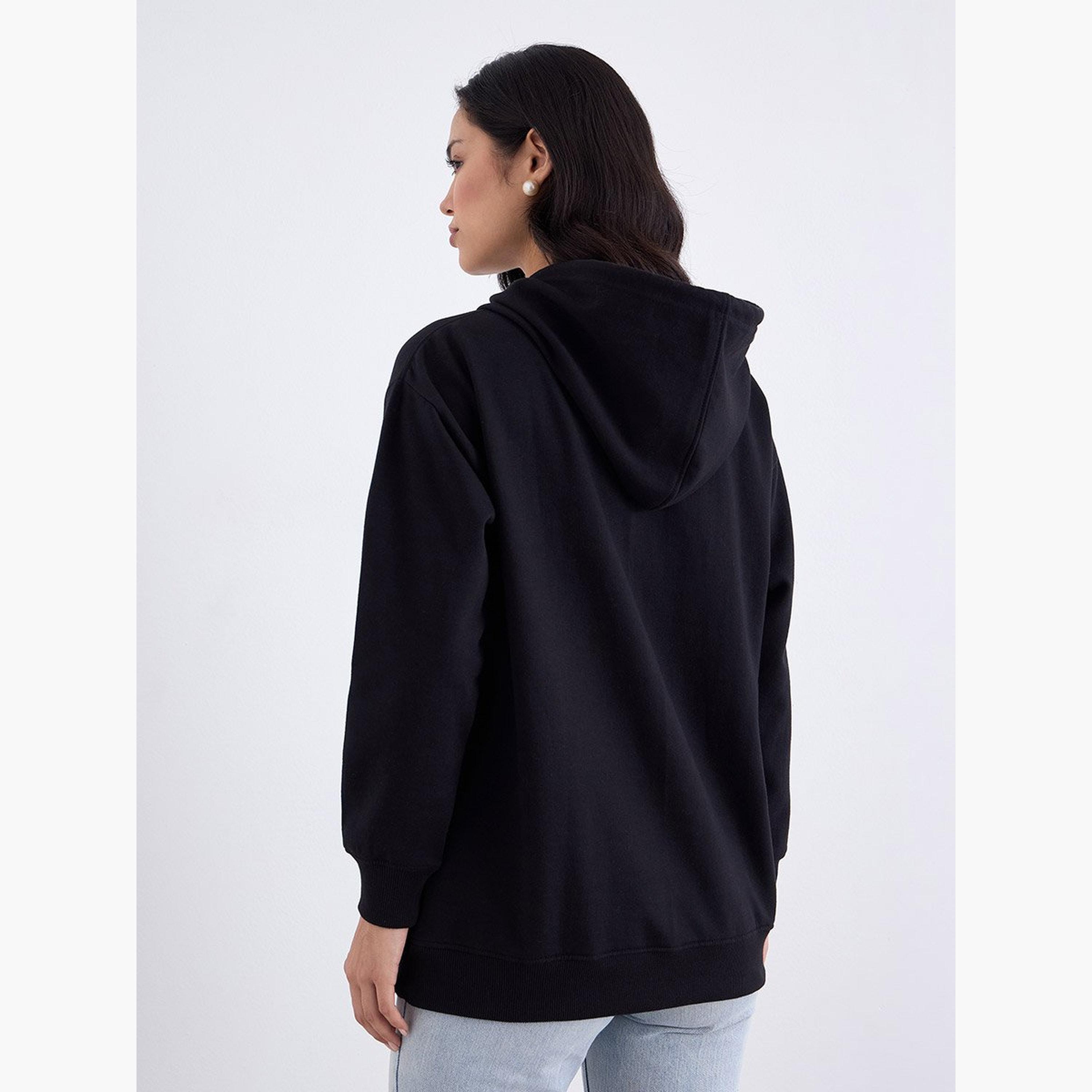 ستايلي - هودي بطبعة جرافيكية طويلة لون أسود-women-clothing-hoodiesandsweatshirts-hoodies-image-5