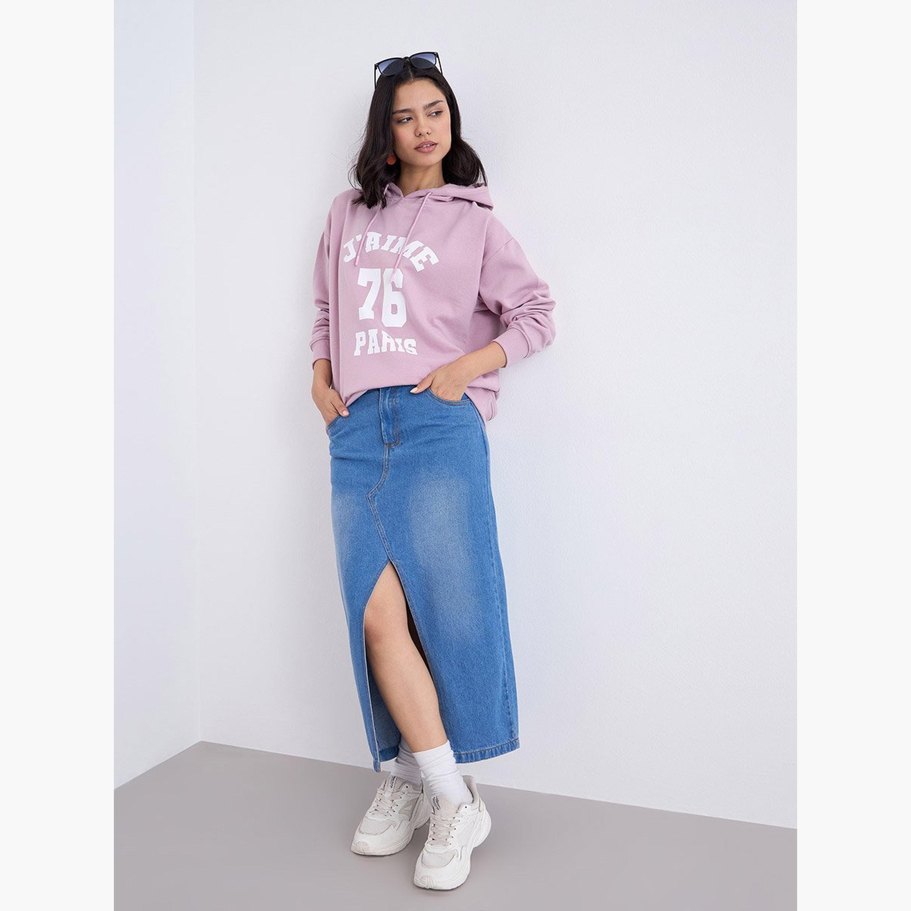 ستايلي - هودي بطبعة جرافيكية طويلة لون وردي-women-winterwear-hoodiesandsweatshirts-hoodies-image-2