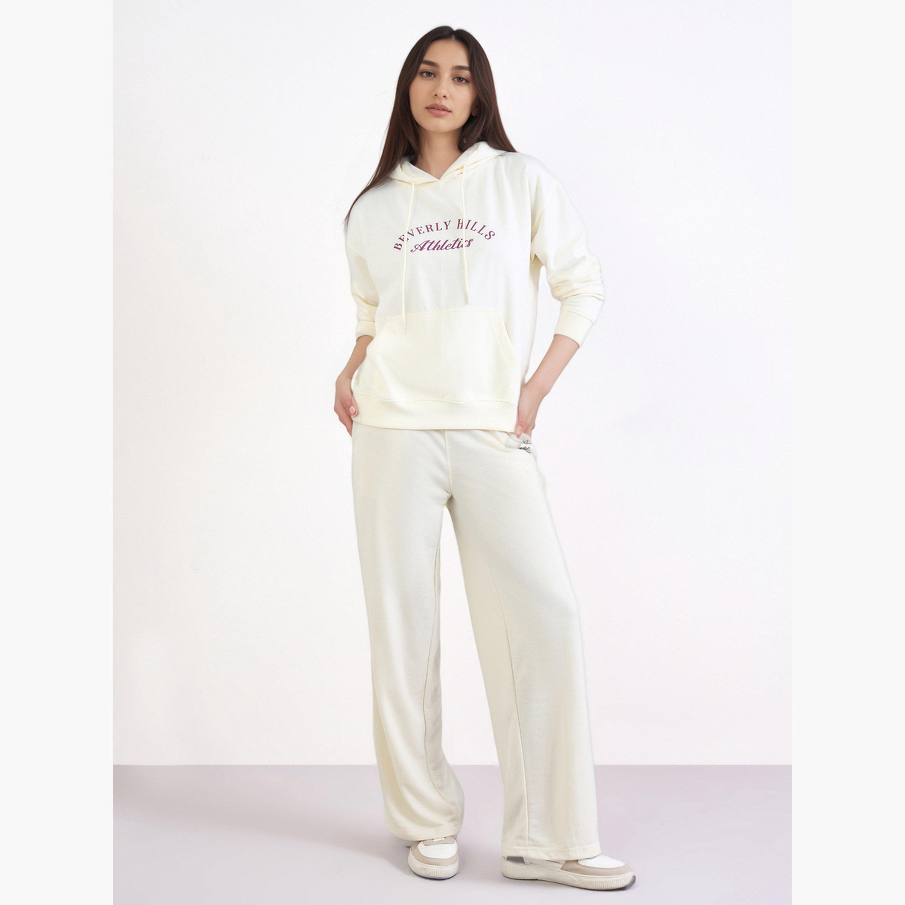 ستايلي - هودي بطبعة شعار بقصّة عادية بلون أبيض عاجي-women-clothing-hoodiesandsweatshirts-hoodies-image-2
