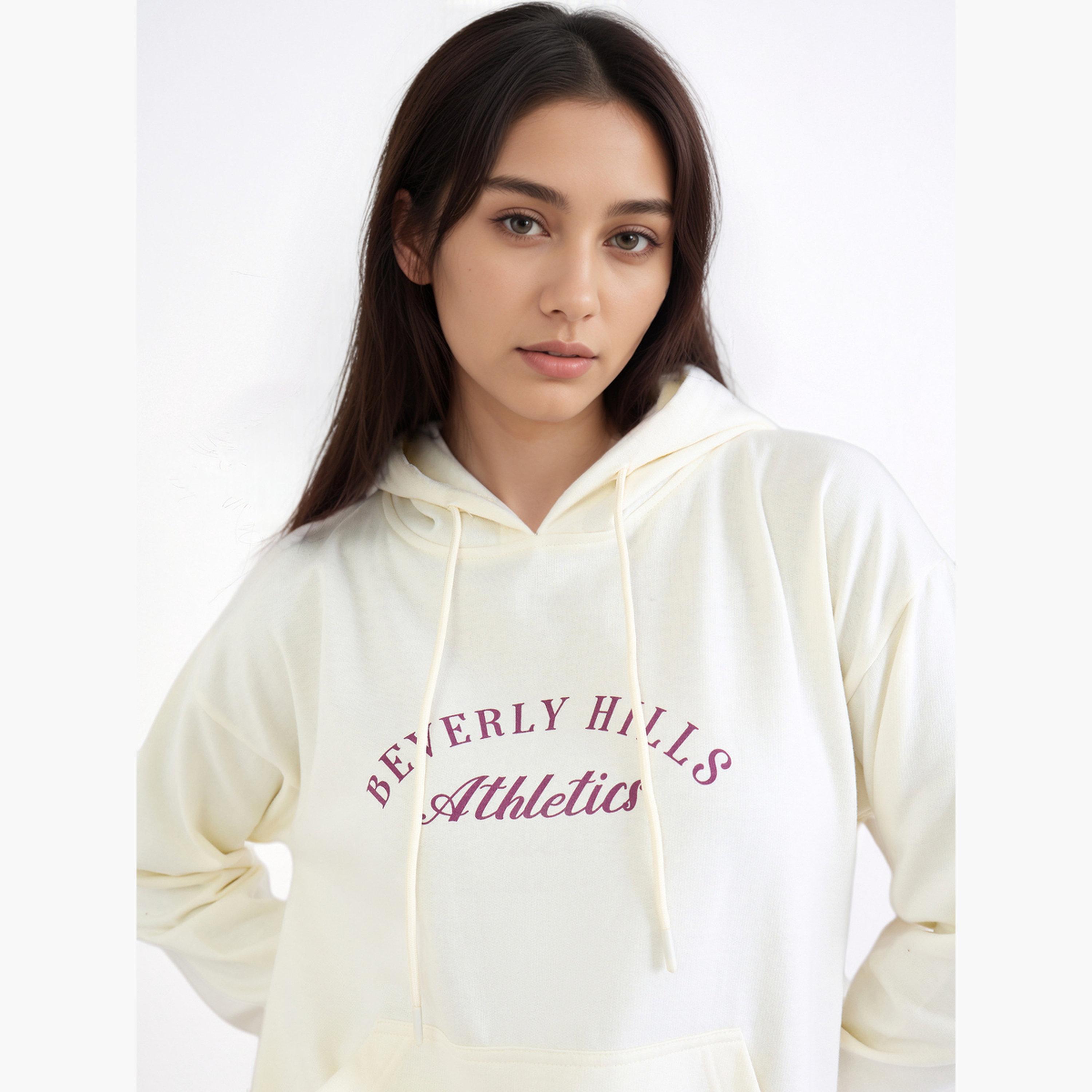 ستايلي - هودي بطبعة شعار بقصّة عادية بلون أبيض عاجي-women-clothing-hoodiesandsweatshirts-hoodies-image-3