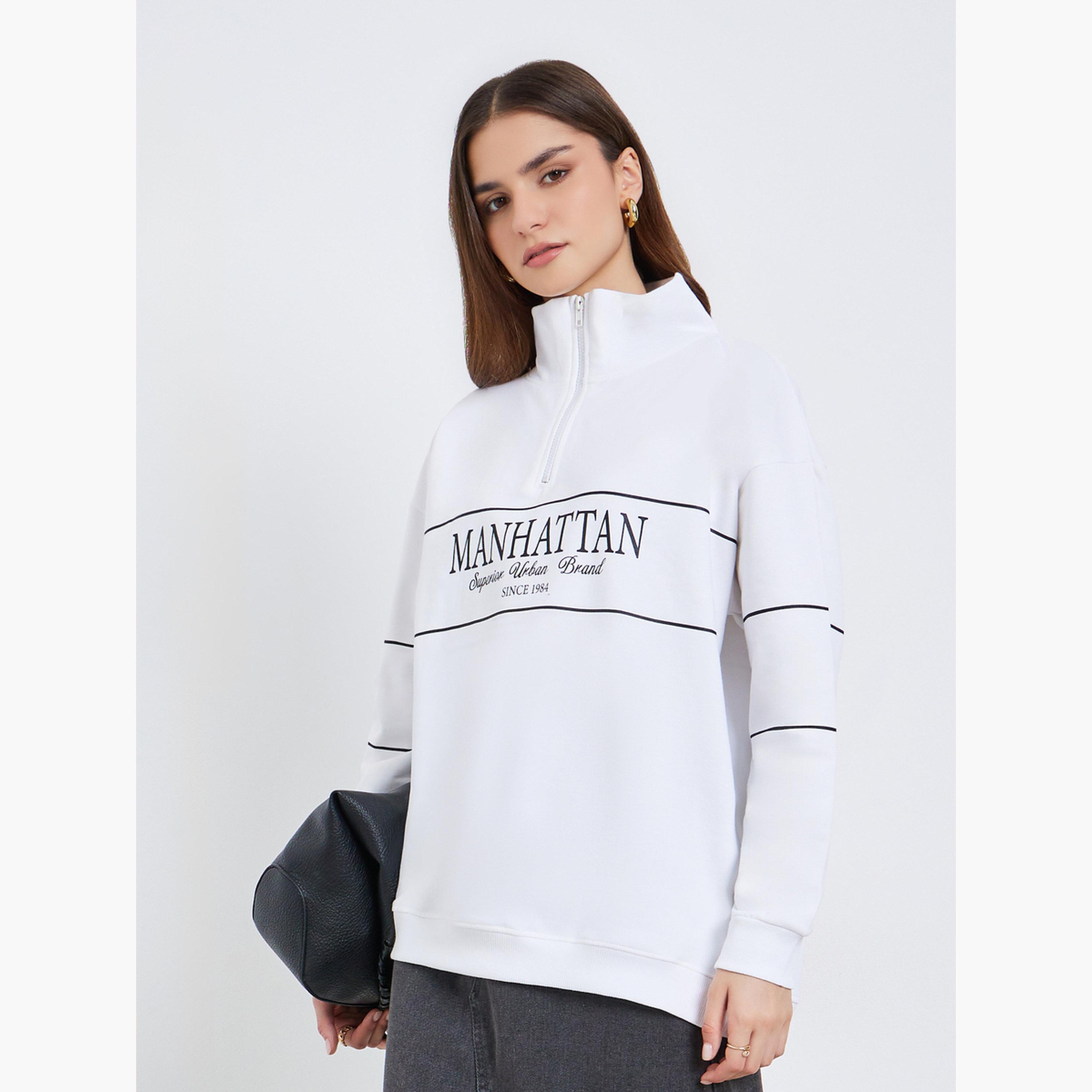 ستايلي - سويت شيرت نسائي أبيض ببطبعة غرافيكية-women-winterwear-hoodiesandsweatshirts-sweatshirts-image-1