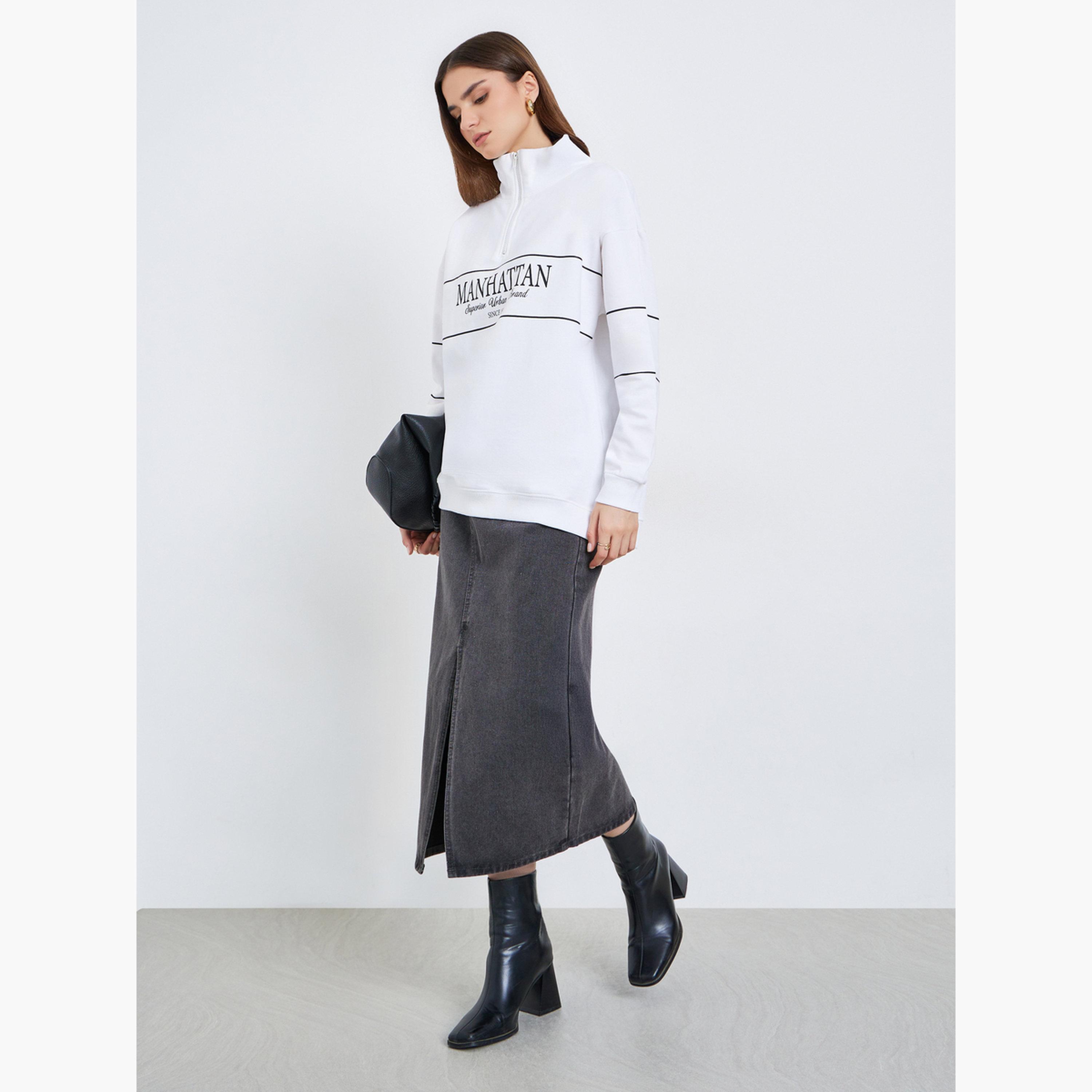 ستايلي - سويت شيرت نسائي أبيض ببطبعة غرافيكية-women-winterwear-hoodiesandsweatshirts-sweatshirts-image-2