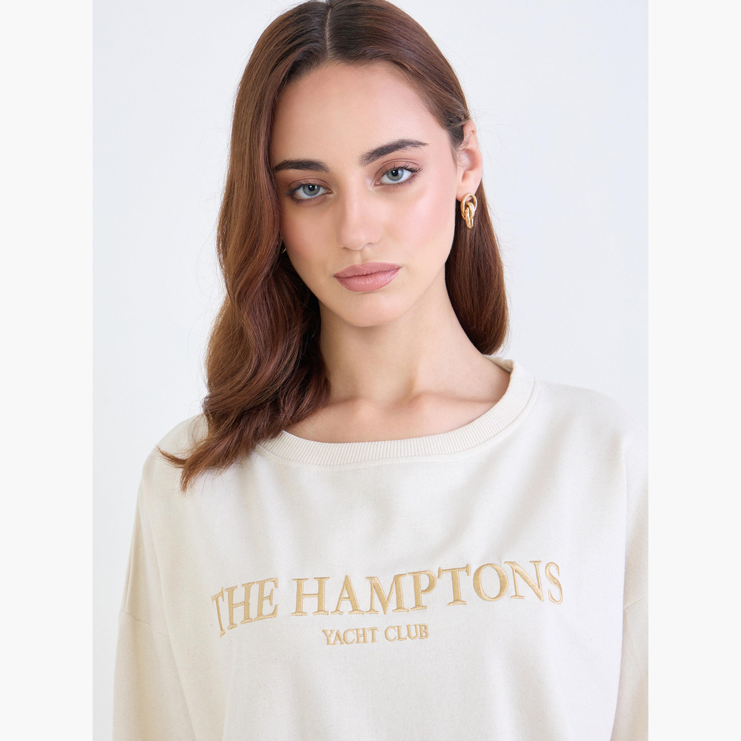 Styli The Hamptons Embroidered Round Neck Long Sleeves Women's Sweatshirt-women-clothing-hoodiesandsweatshirts-sweatshirts-image-4