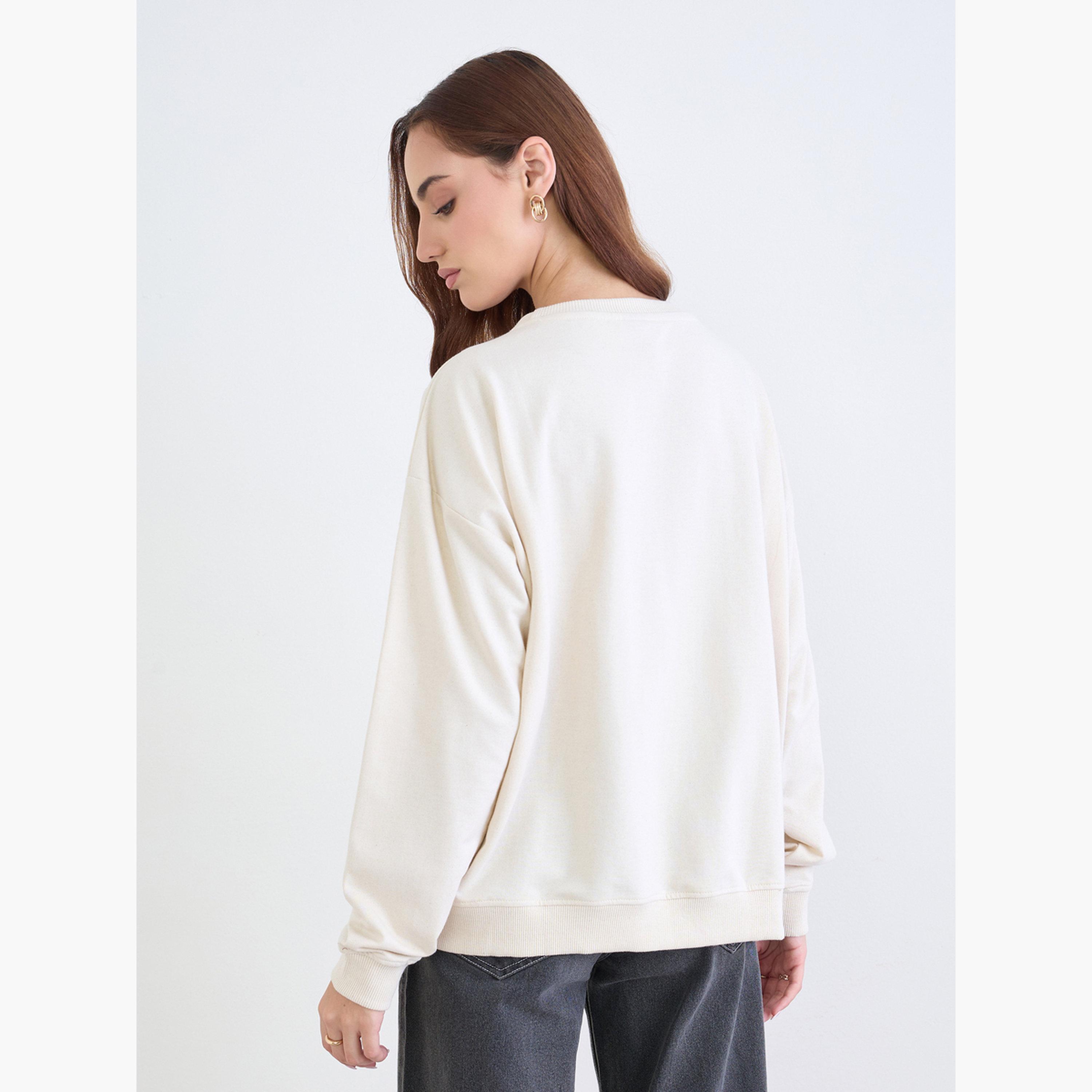 Styli The Hamptons Embroidered Round Neck Long Sleeves Women's Sweatshirt-women-clothing-hoodiesandsweatshirts-sweatshirts-image-5