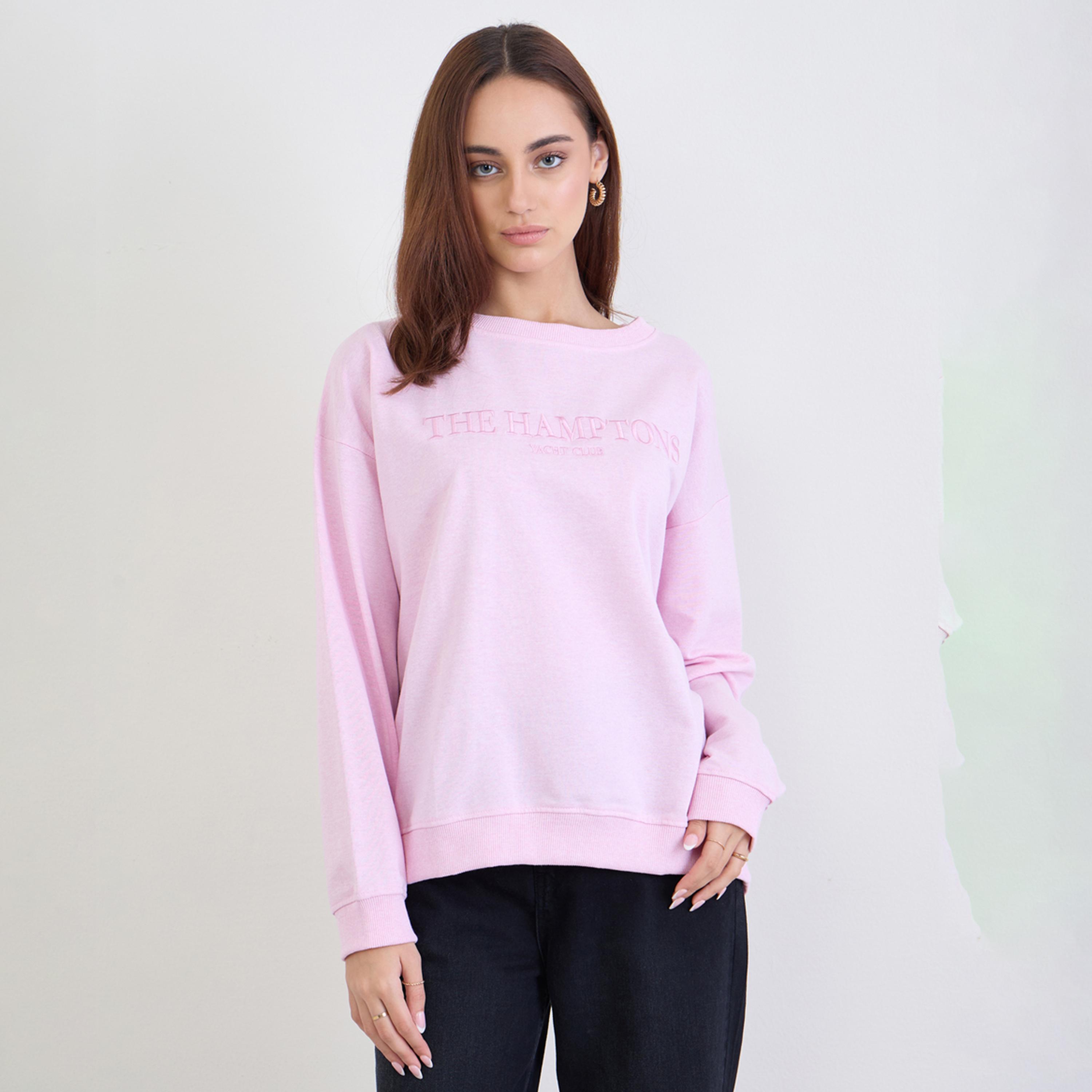 ستايلي - سويت شيرت هامبتونز لون وردي-women-winterwear-hoodiesandsweatshirts-sweatshirts-image-1
