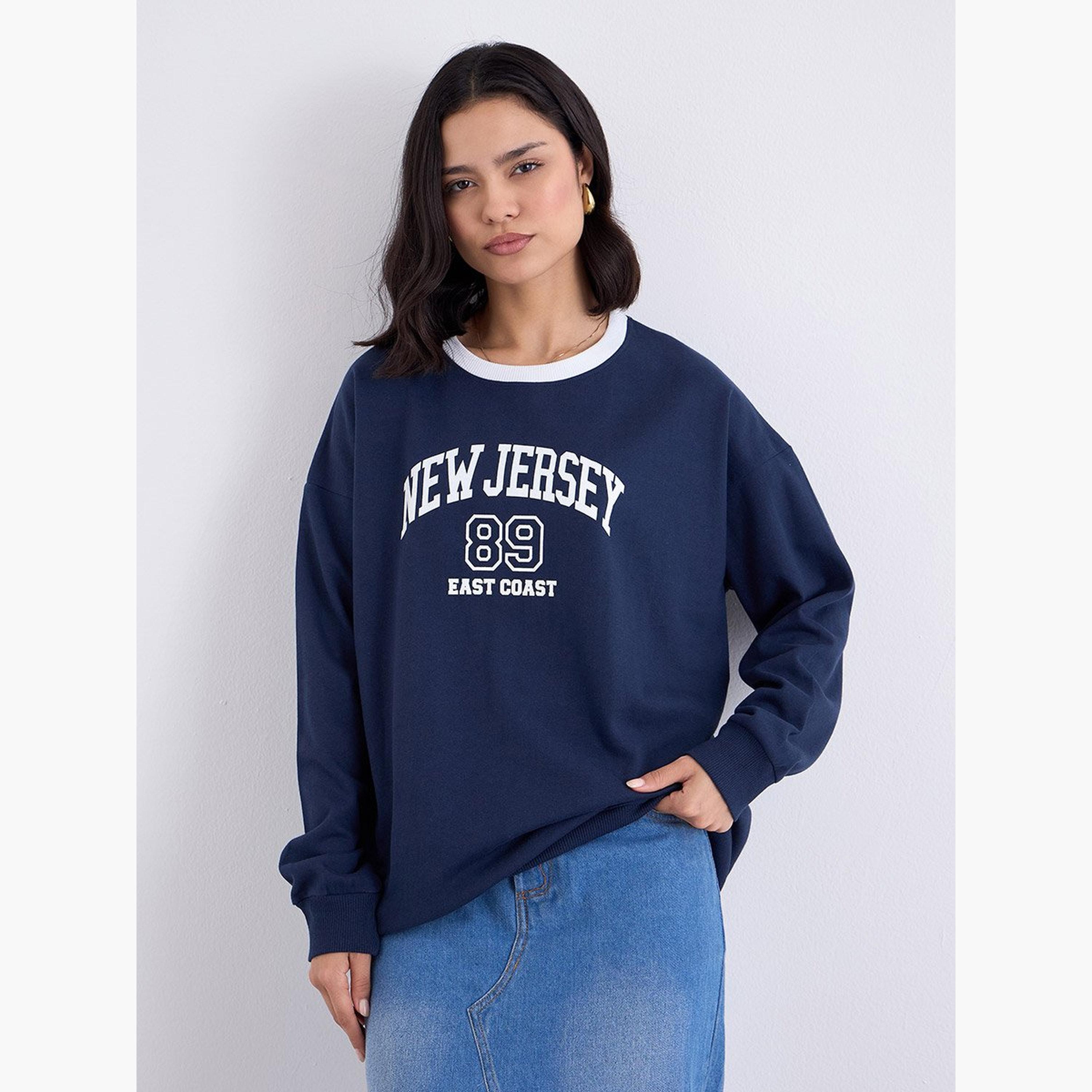 ستايلي - سويت شيرت للنساء مطبوع شعار نيو جيرسي لون أزرق البحري-women-clothing-hoodiesandsweatshirts-sweatshirts-image-1
