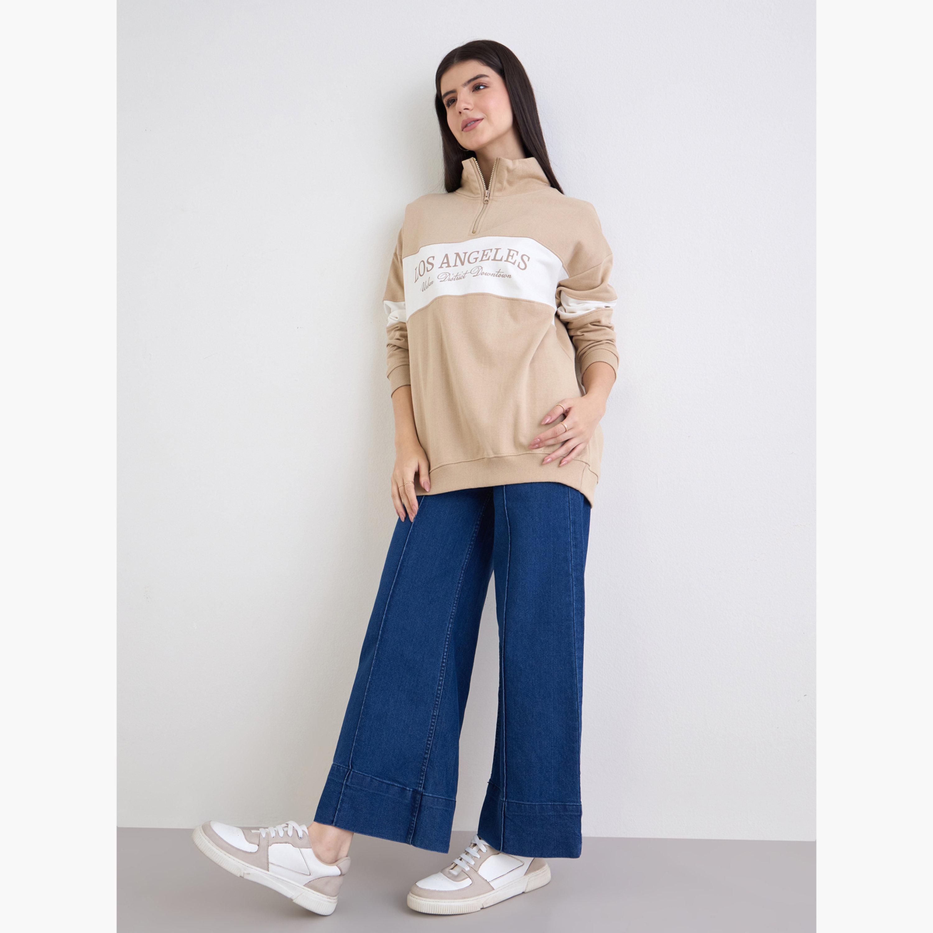 Styli Los Angeles Print High Neck Long Sleeves Women's Sweatshirt-women-clothing-hoodiesandsweatshirts-sweatshirts-image-2