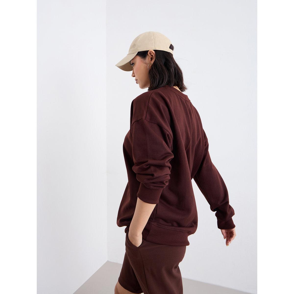 Styli Women Longline Brown Sweatshirt-women-winterwear-hoodiesandsweatshirts-hoodies-image-5