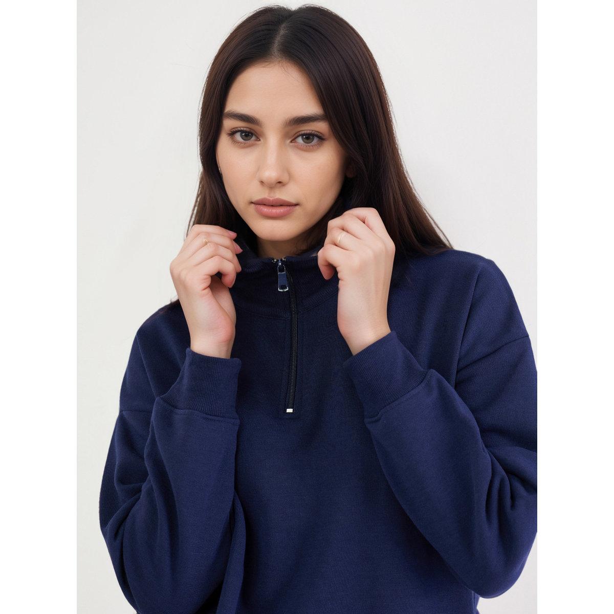 Styli Navy Blue Paris Print Longline Sweatshirt-women-winterwear-hoodiesandsweatshirts-hoodies-image-3