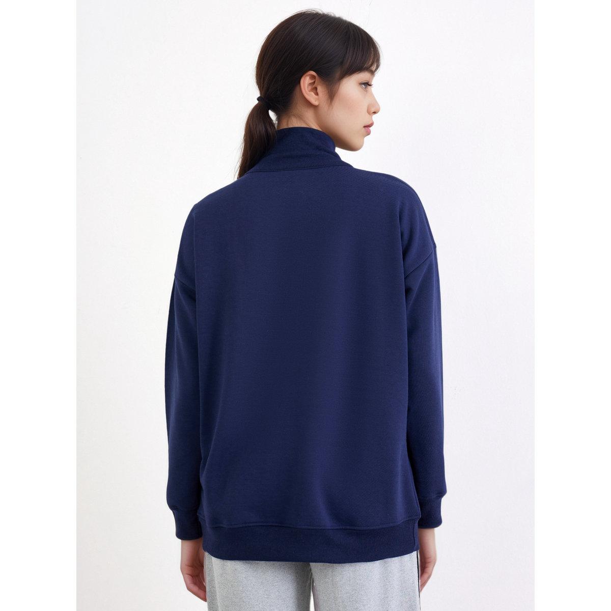 Styli Navy Blue Paris Print Longline Sweatshirt-women-winterwear-hoodiesandsweatshirts-hoodies-image-4