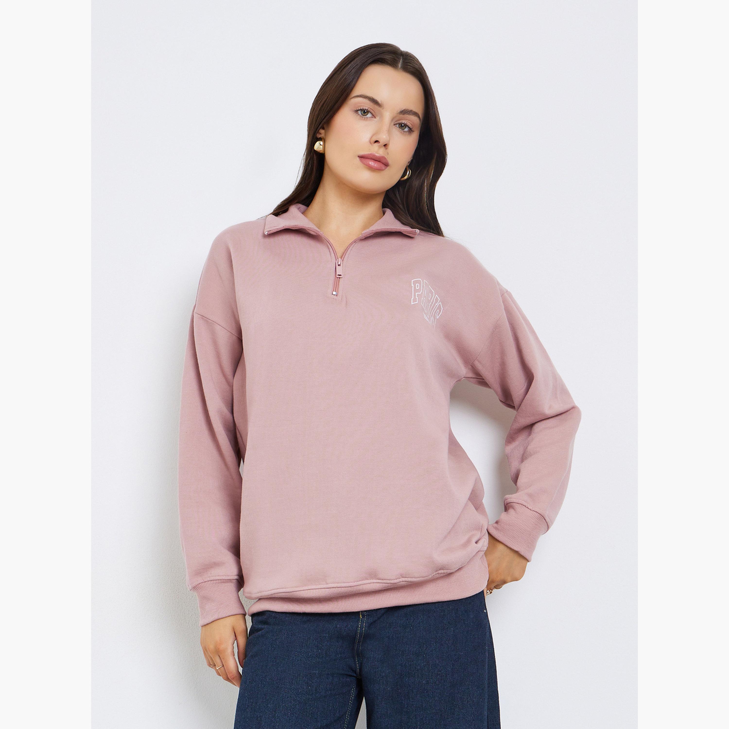Styli Paris Print High Neck Long Sleeves Women's Sweatshirt-women-clothing-hoodiesandsweatshirts-sweatshirts-image-1