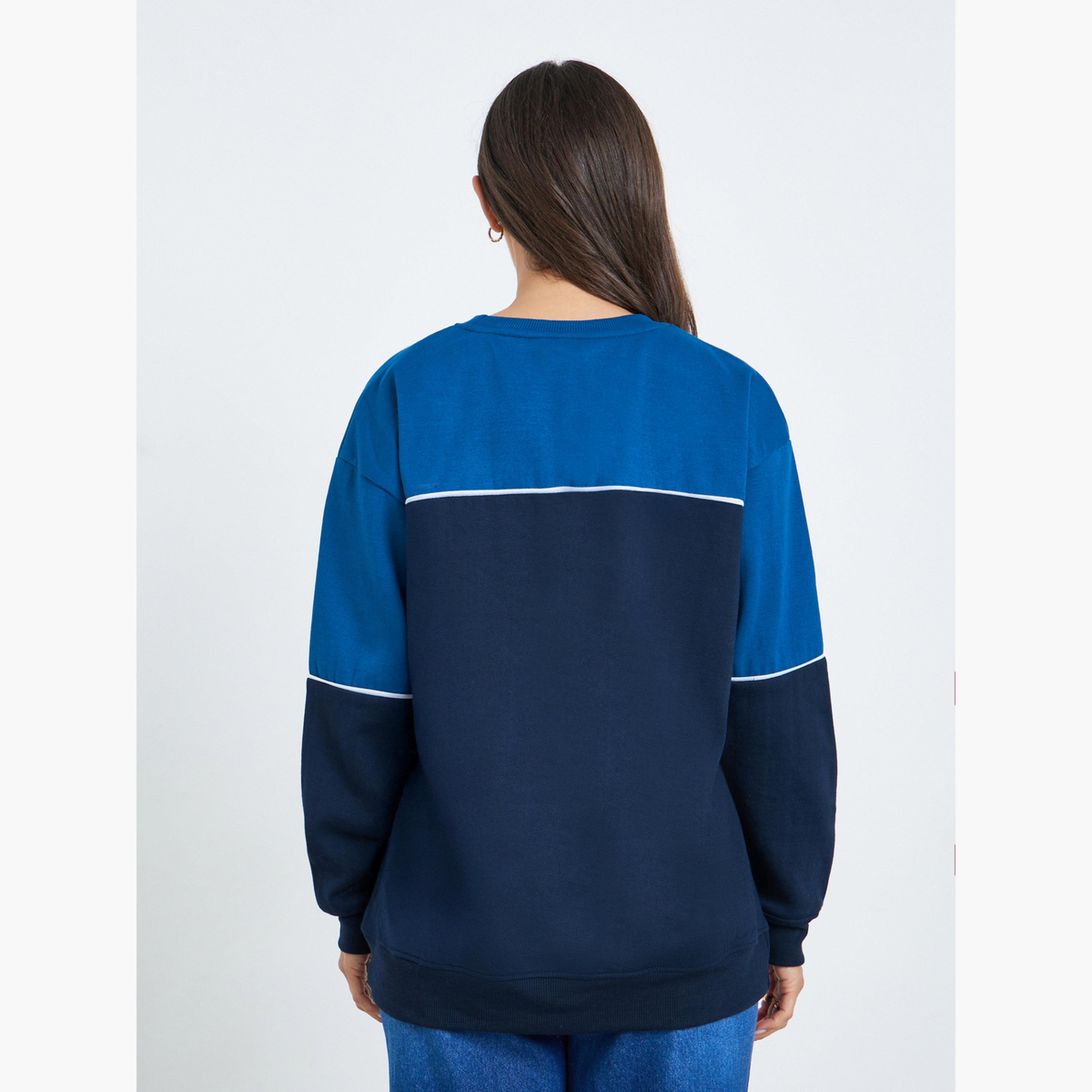سويت شيرت بنمط كتل الالوان مع طبعة كتابة-women-clothing-hoodiesandsweatshirts-sweatshirts-image-4