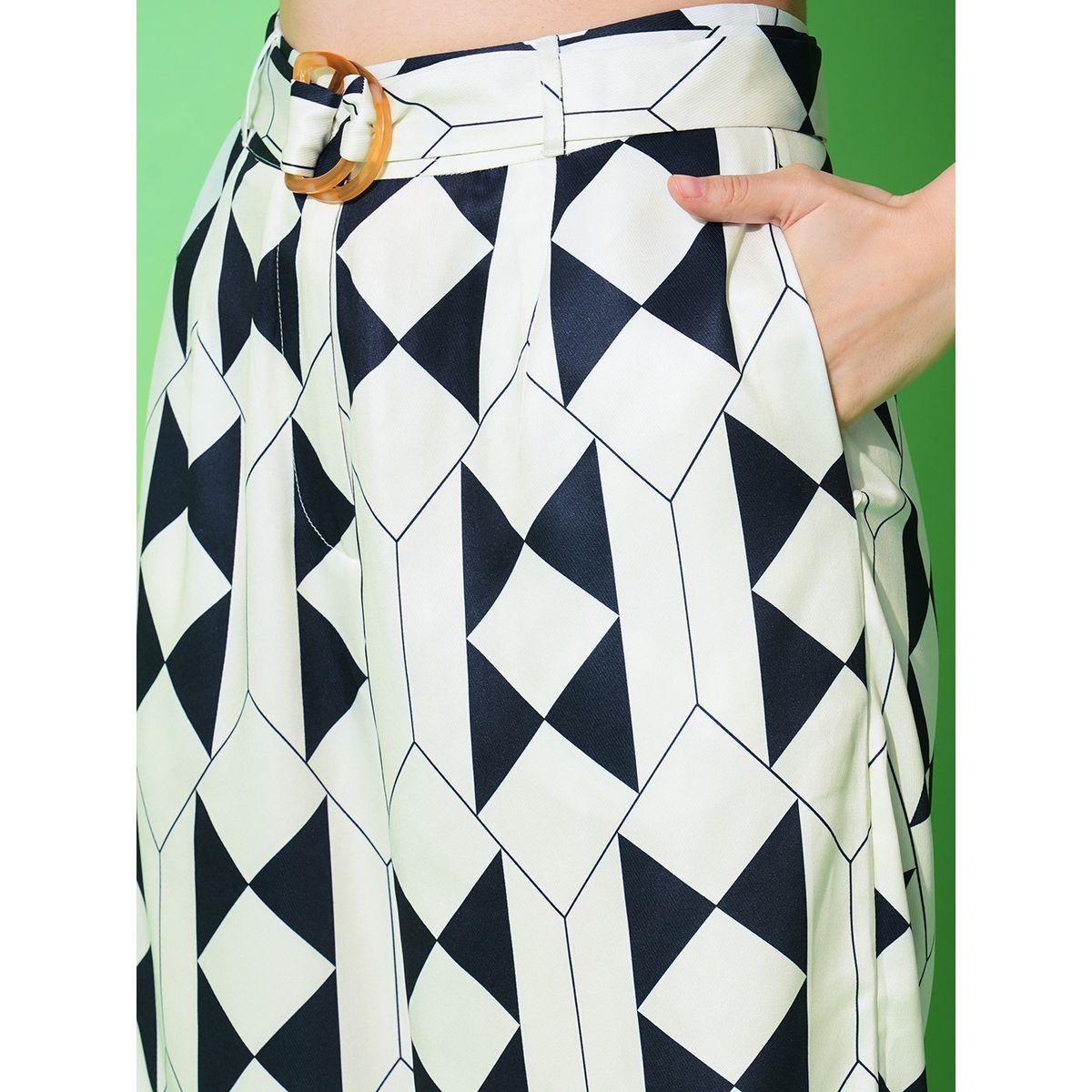 Globus X Styli Women Geometric Print Halter Neck Crop Top and Trousers Co-Ords-women-clothing-coordsets-image-5