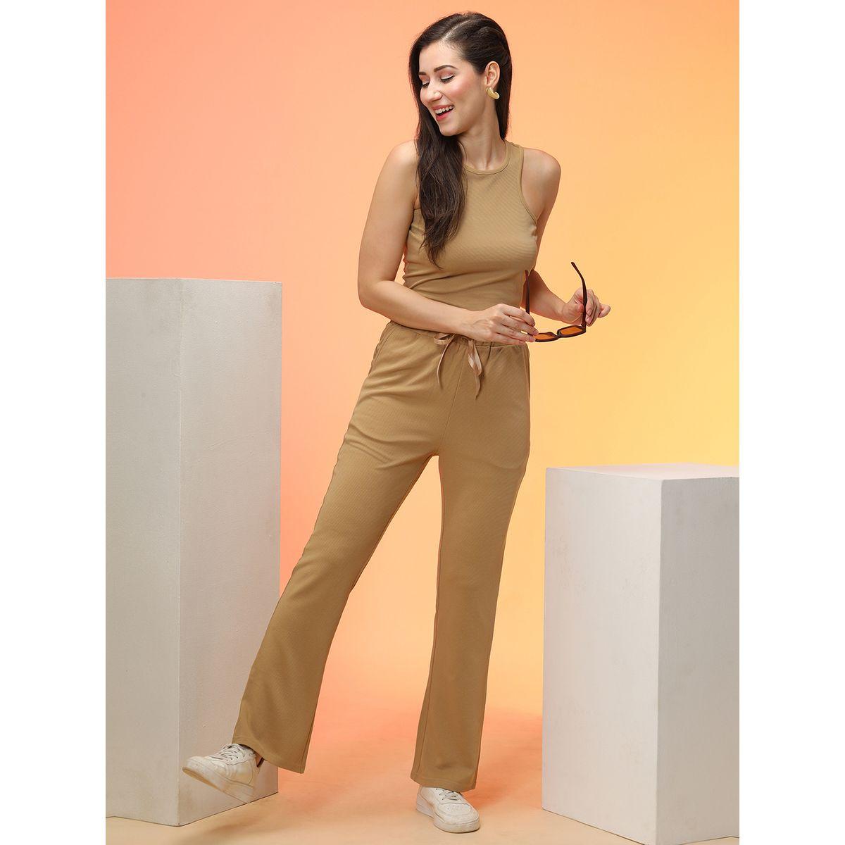 طقم منسق من بنطال وبلوزة قصيرة بدون أكمام-women-clothing-coordsets-image-1