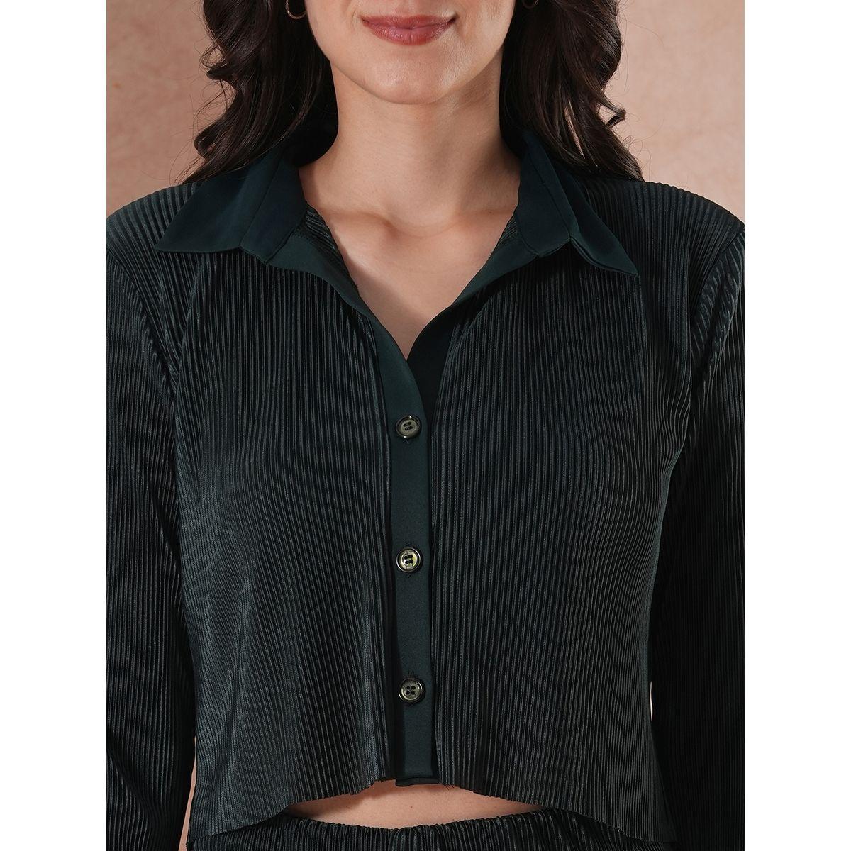 طقم منسق من بنطال وبلوزة بتفاصيل كسرات-women-clothing-coordsets-image-4